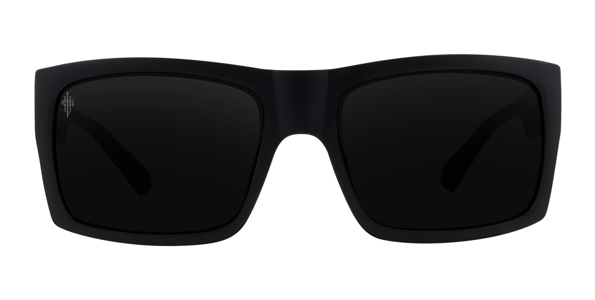 Black rectangular sunglasses with polarized lenses.