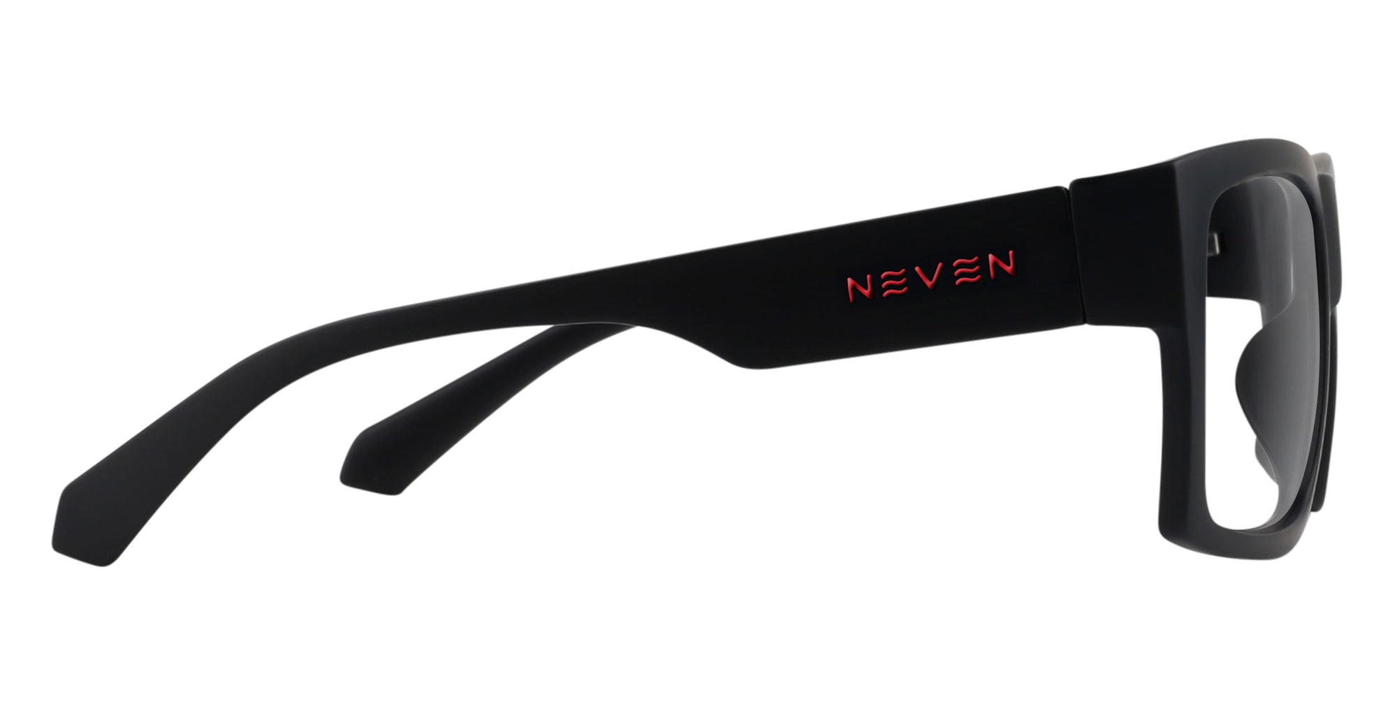 Redrum Matte black rectangular prescription glasses from Neven Eyewear Pair name: Redrum Frame shape: rectangular.
