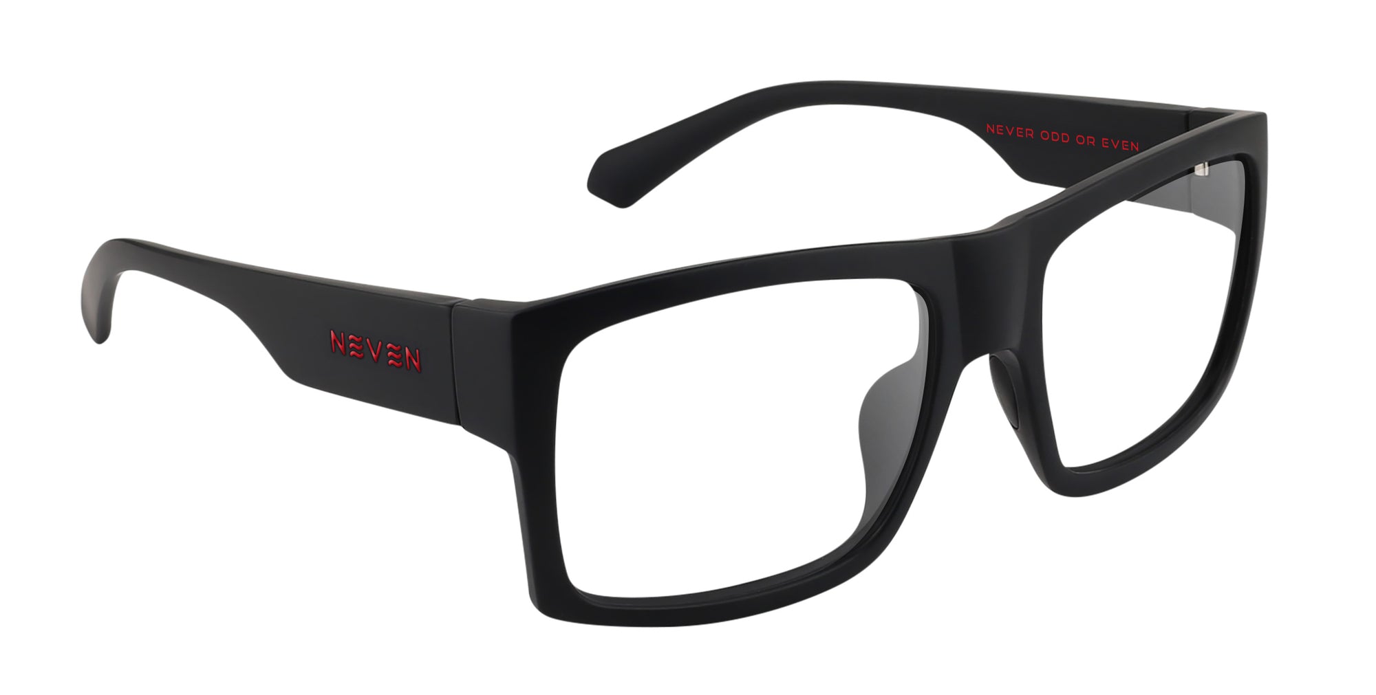 Redrum Matte black rectangular prescription glasses from Neven Eyewear Pair name: Redrum Frame shape: rectangular.