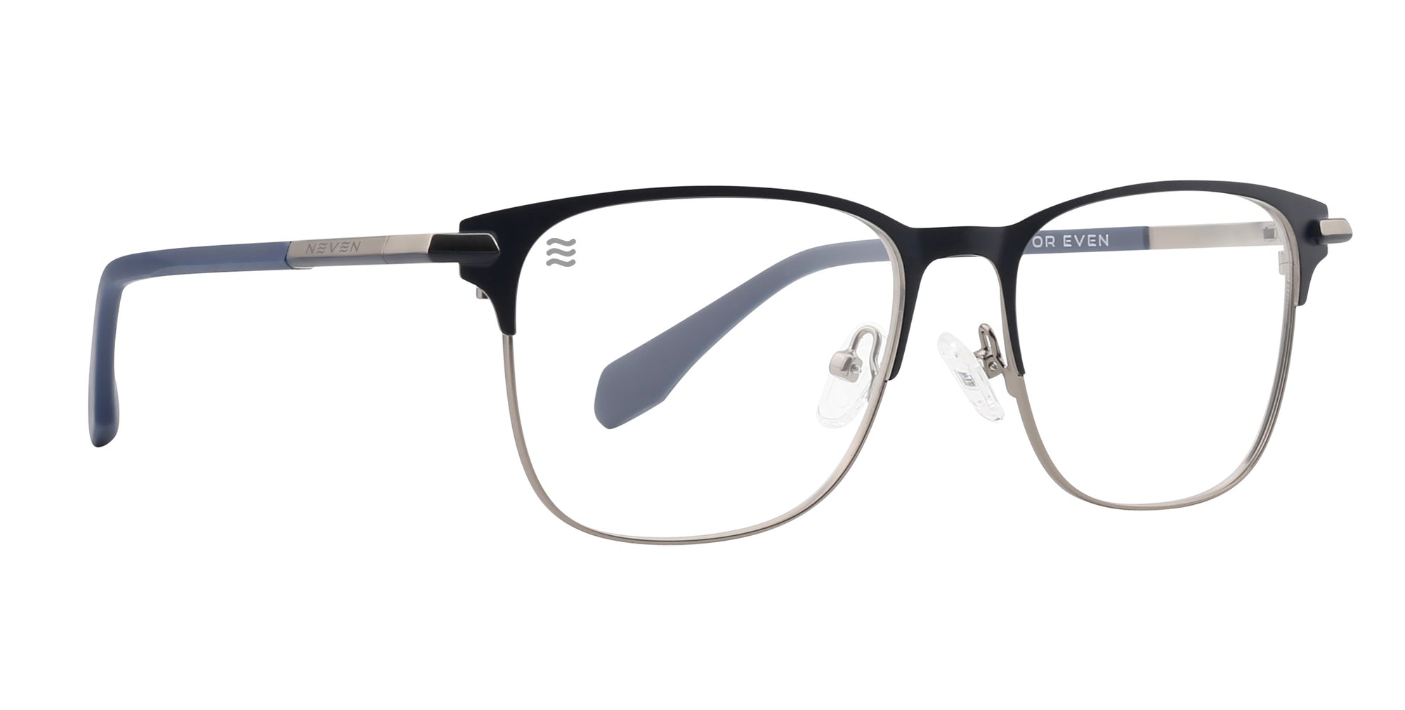 Cameron Black & Silver Rectangle prescription glasses from Neven Eyewear.