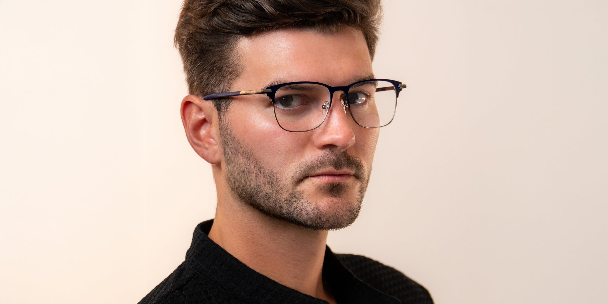 Cameron Black & Silver Rectangle prescription glasses from Neven Eyewear.