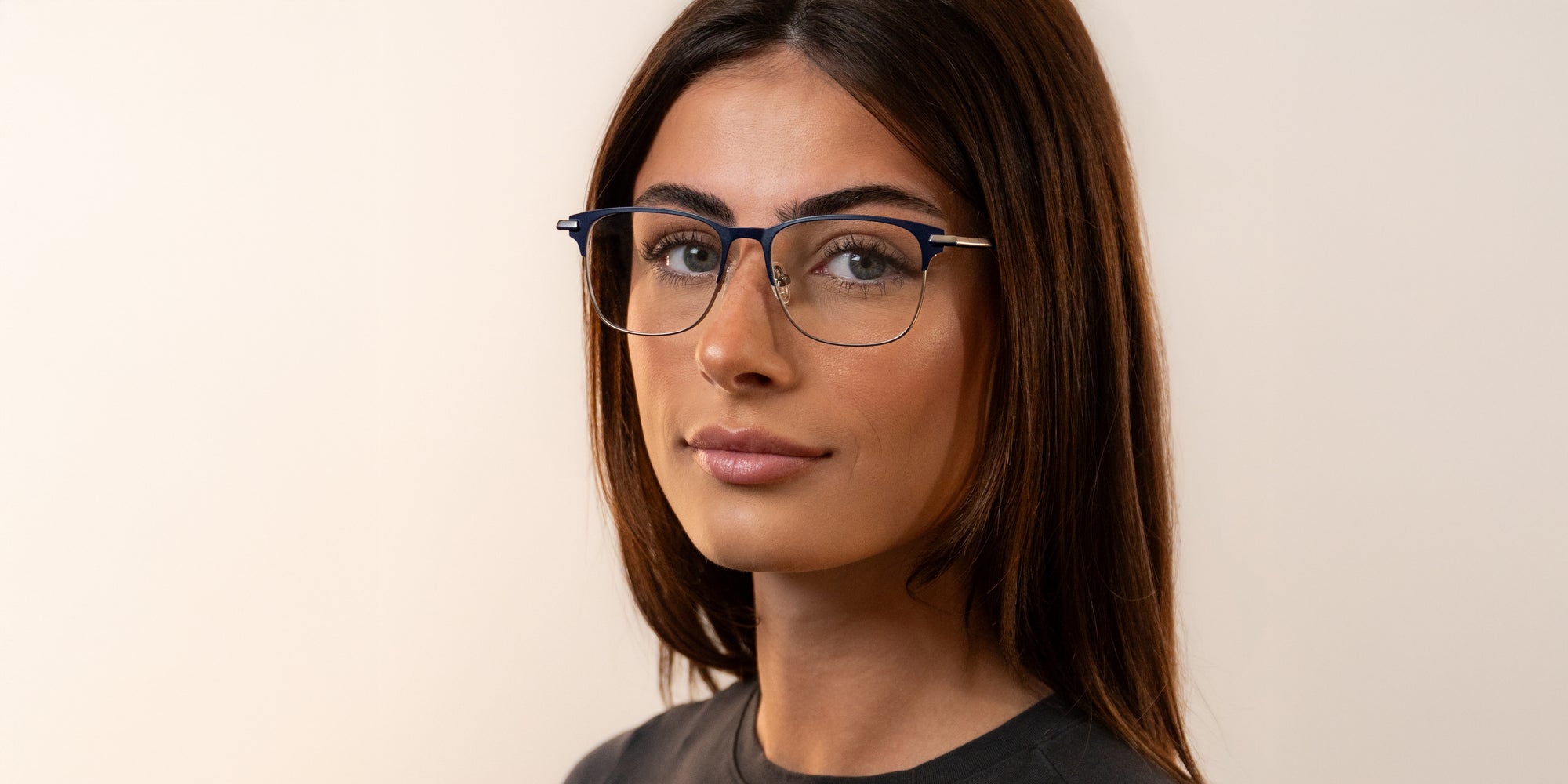 Cameron Black & Silver Rectangle prescription glasses from Neven Eyewear.