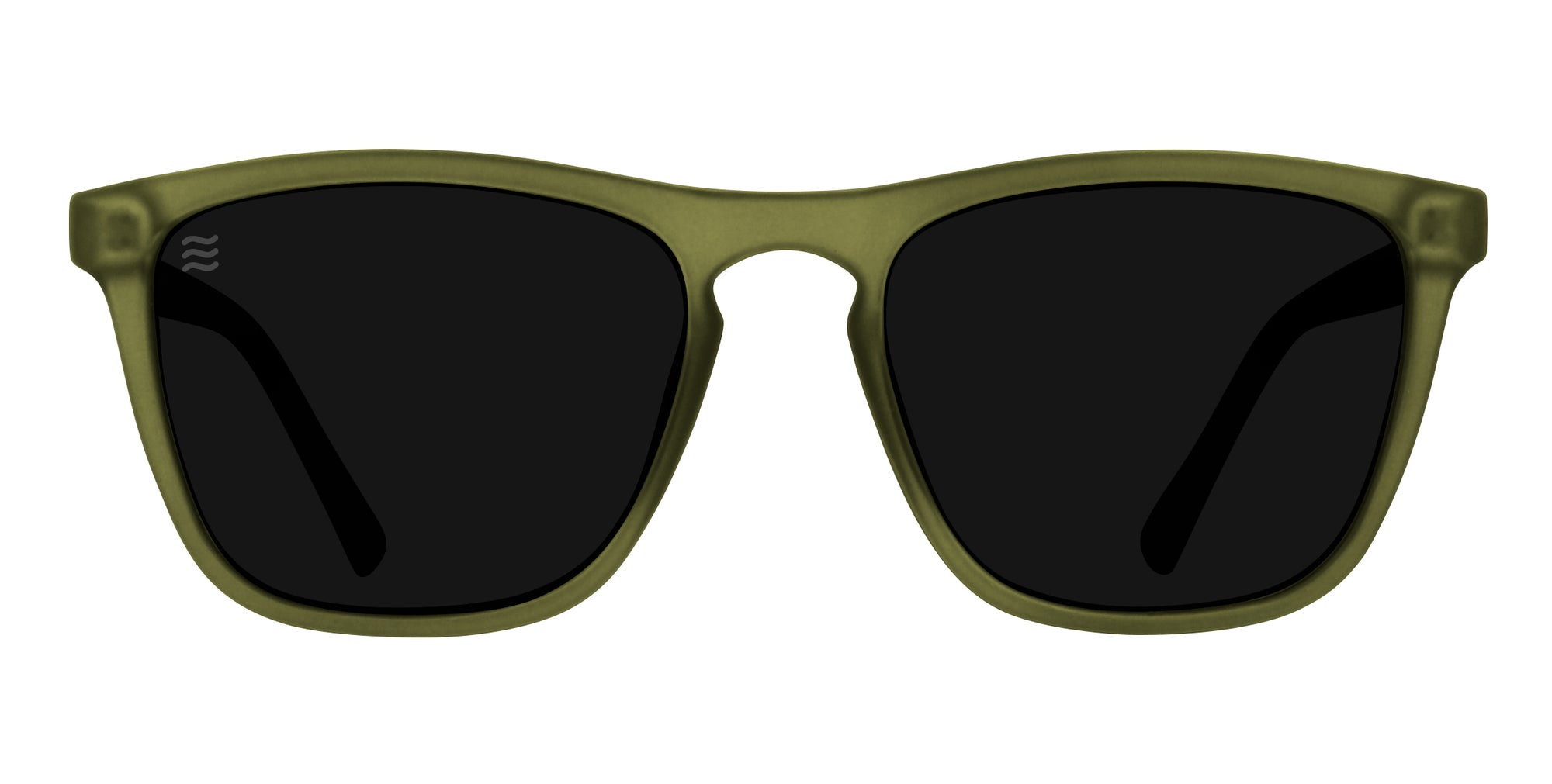Fir olive green rectangle polarized sunglasses with black lenses.