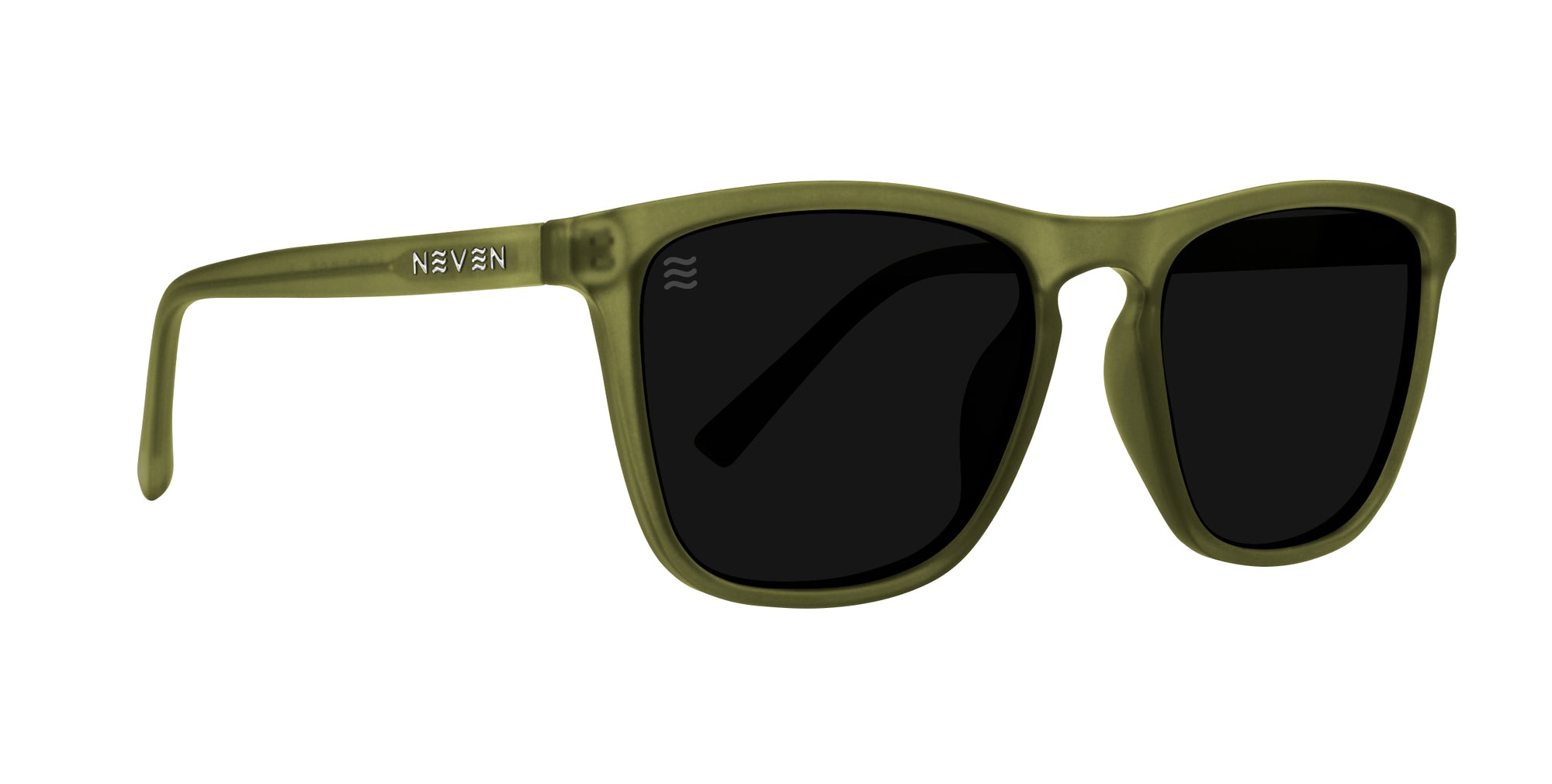 Olive green rectangle polarized sunglasses with dark lenses.