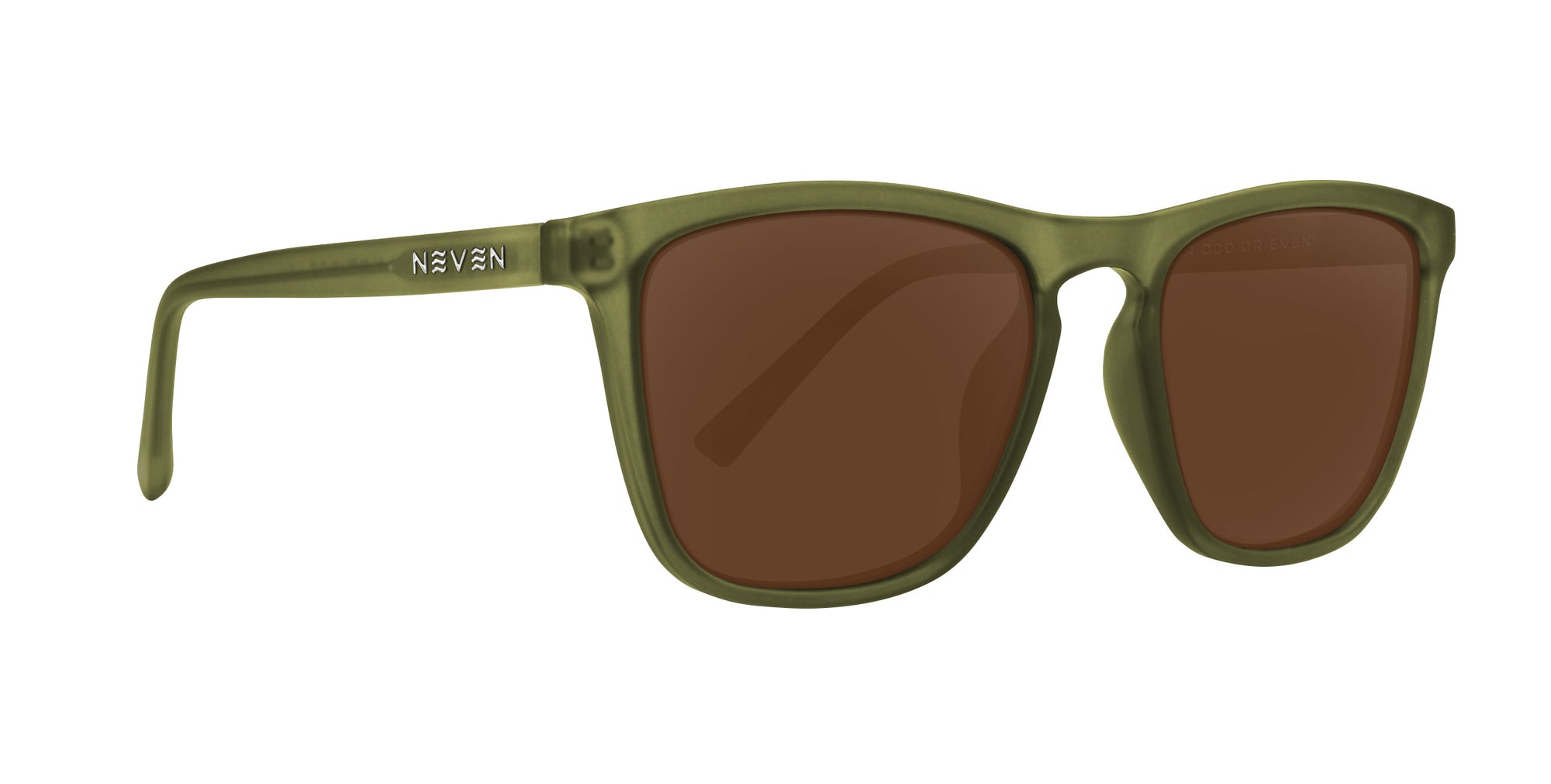 Fir polarized sunglasses in olive green with rectangular frame and brown lenses.