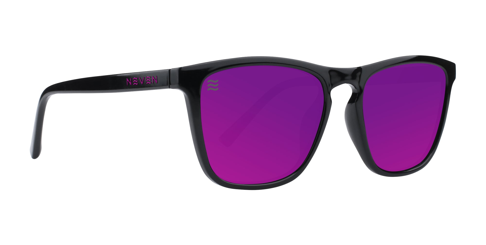 Violet Purple Rectangular Polarized Sunglasses with black frames and purple lenses.