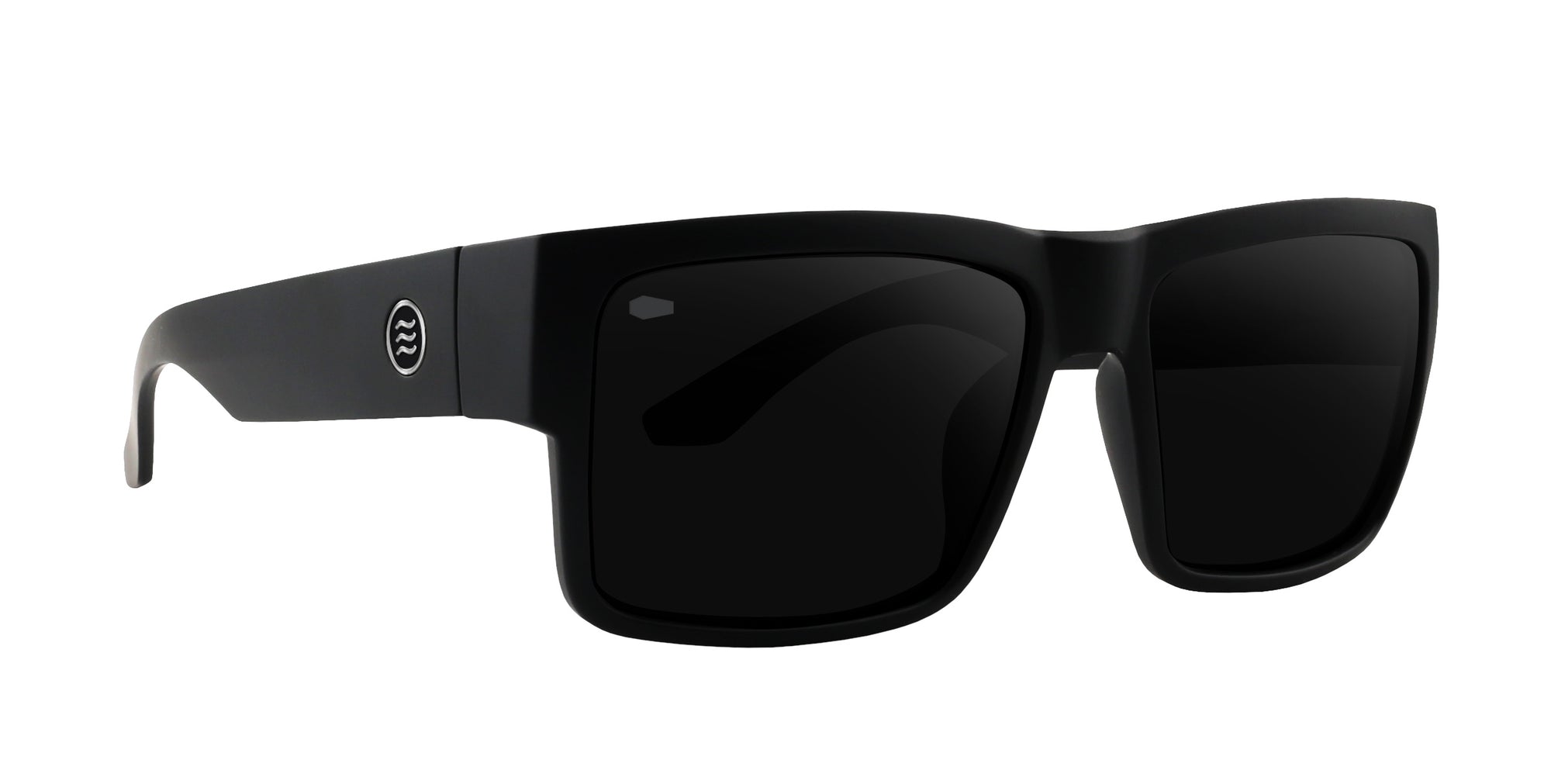 Relic black rectangular polarized sunglasses with matte finish and dark lenses.
