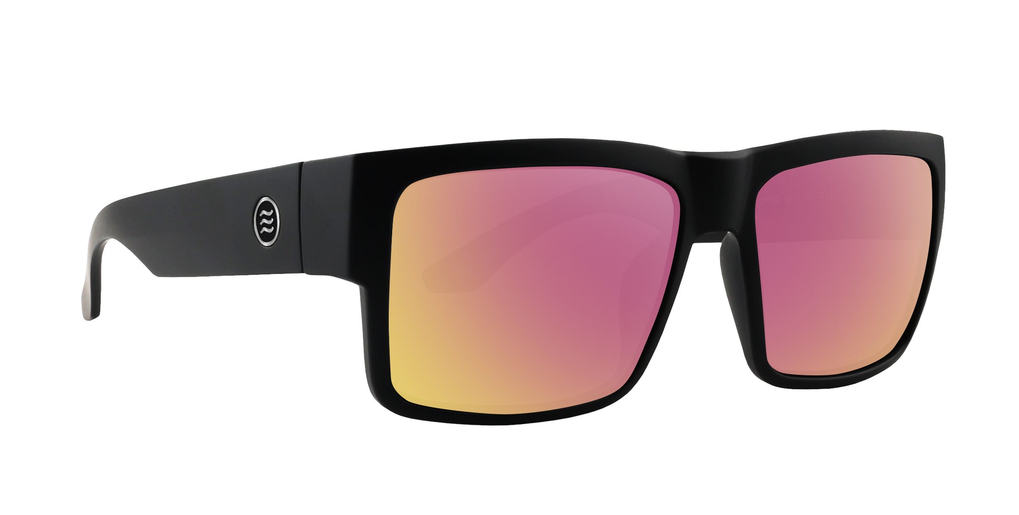 Relic Black Rectangular prescription glasses with pink gradient lenses .