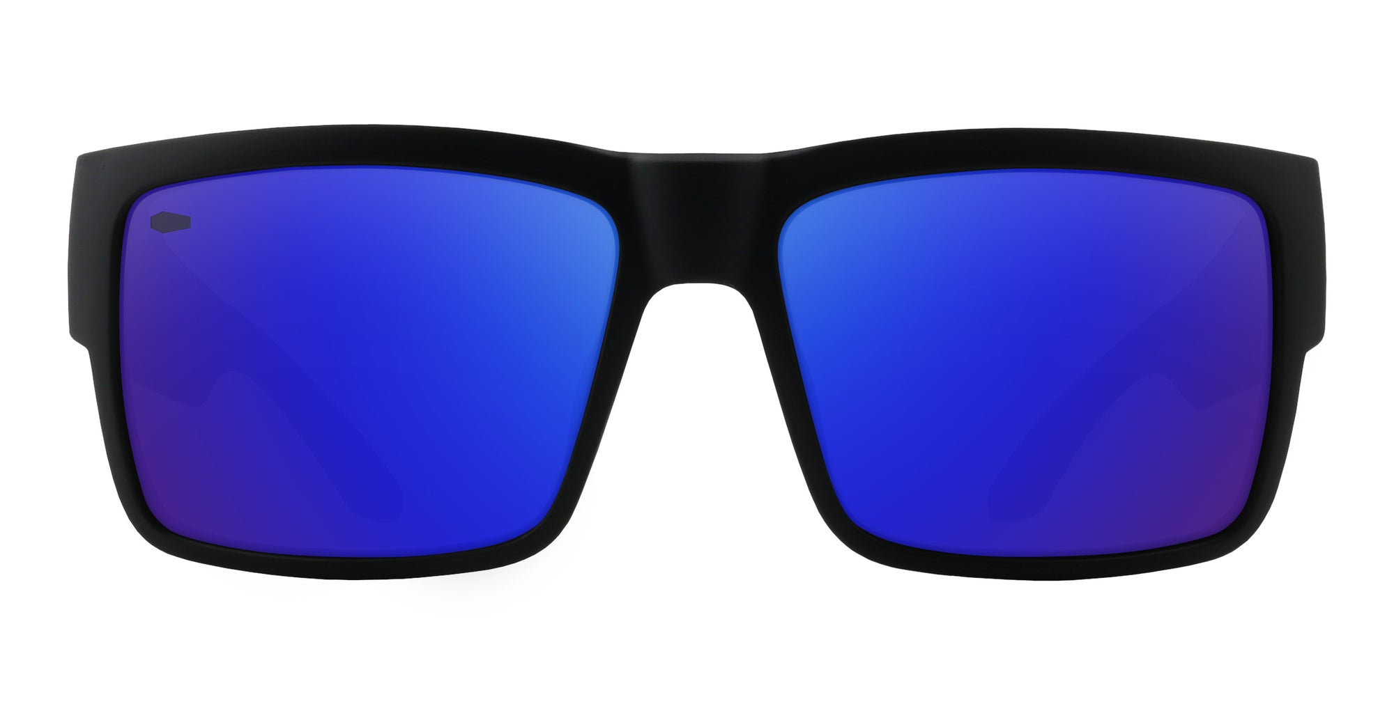 Scythe sunglasses with blue lenses and black frame.
