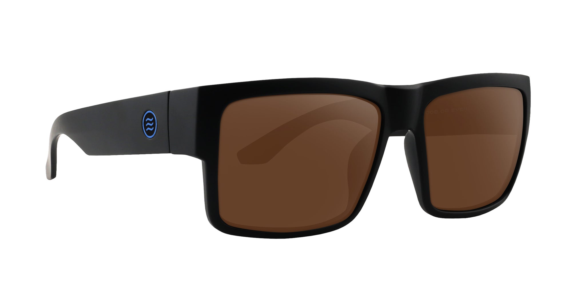 Scythe Black Square Prescription Glasses with brown lenses .