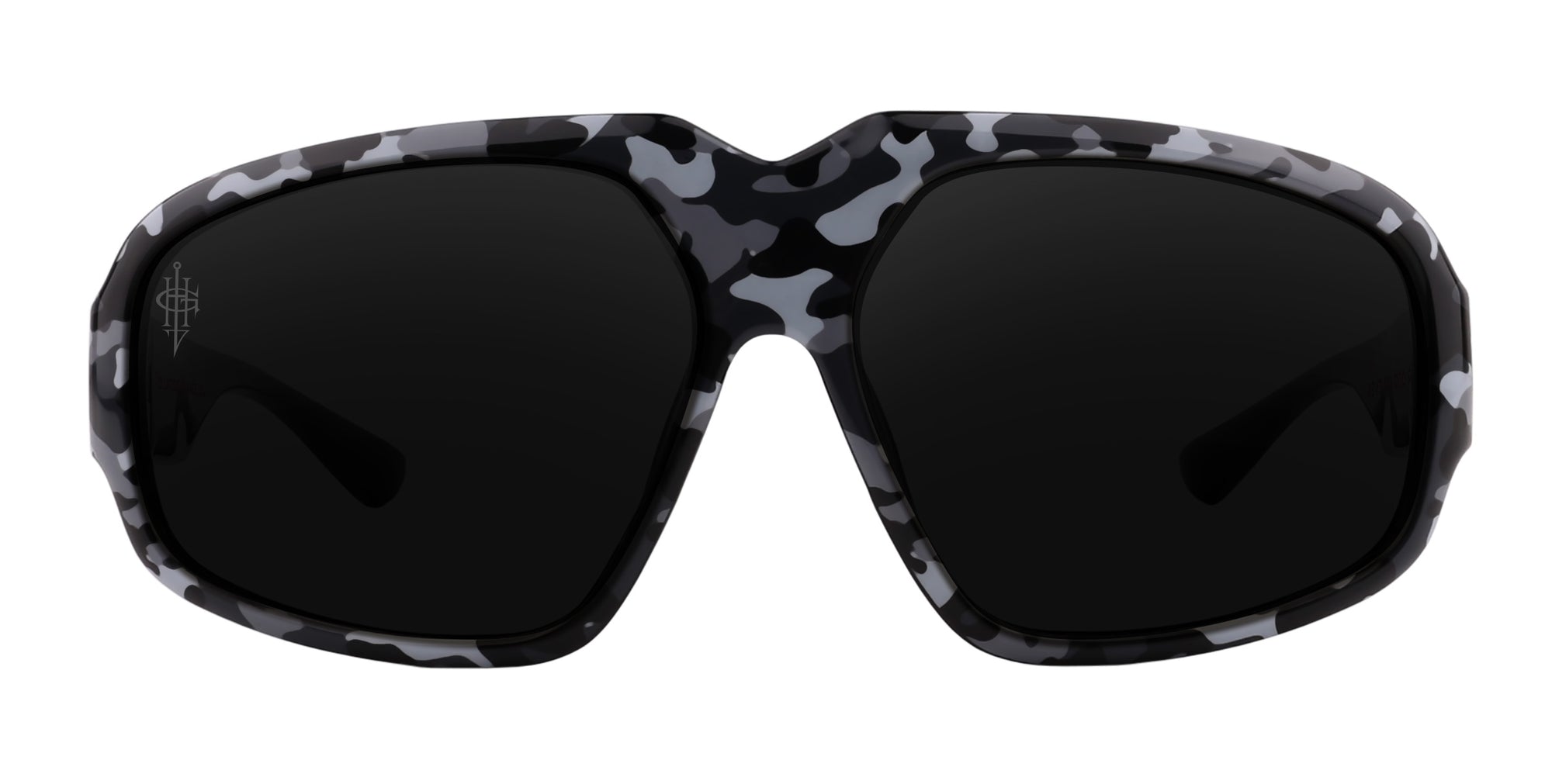 A.W.O.L. sunglasses in black camouflage with polarized lenses.