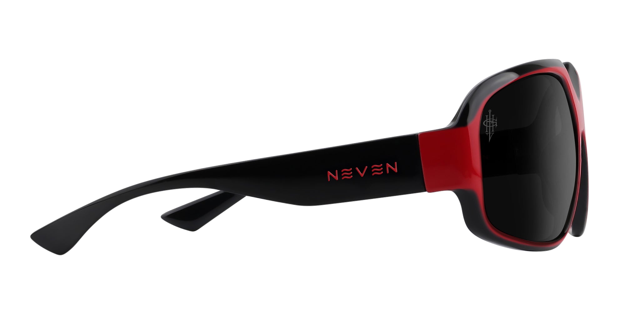 Bloodshot black/red rectangular polarized sunglasses from Neven Eyewear Pair name: Bloodshot Frame shape: rectangular.