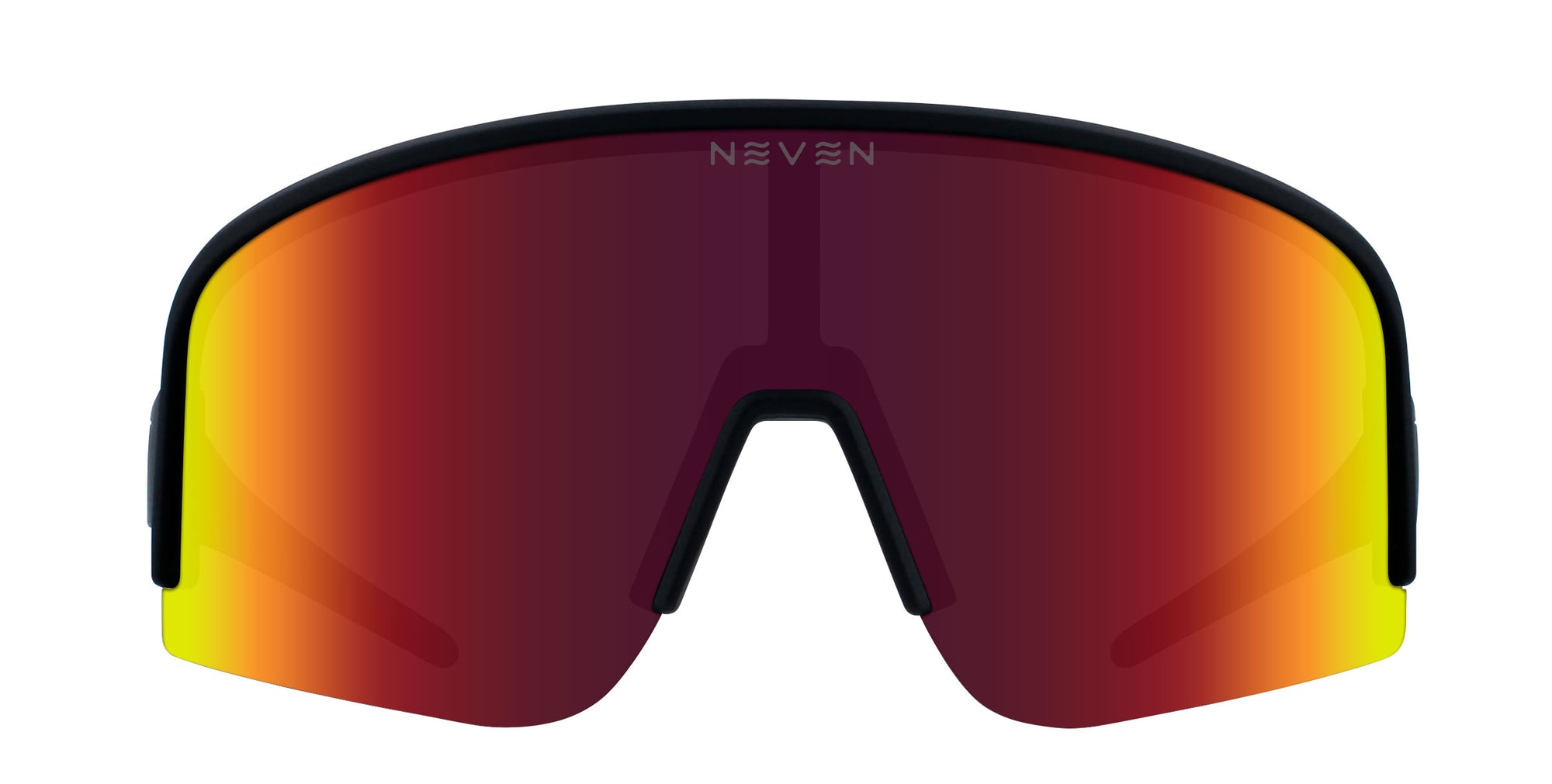 Front view of Neven Eyewear's Cadence sunglasses with red-orange lenses.