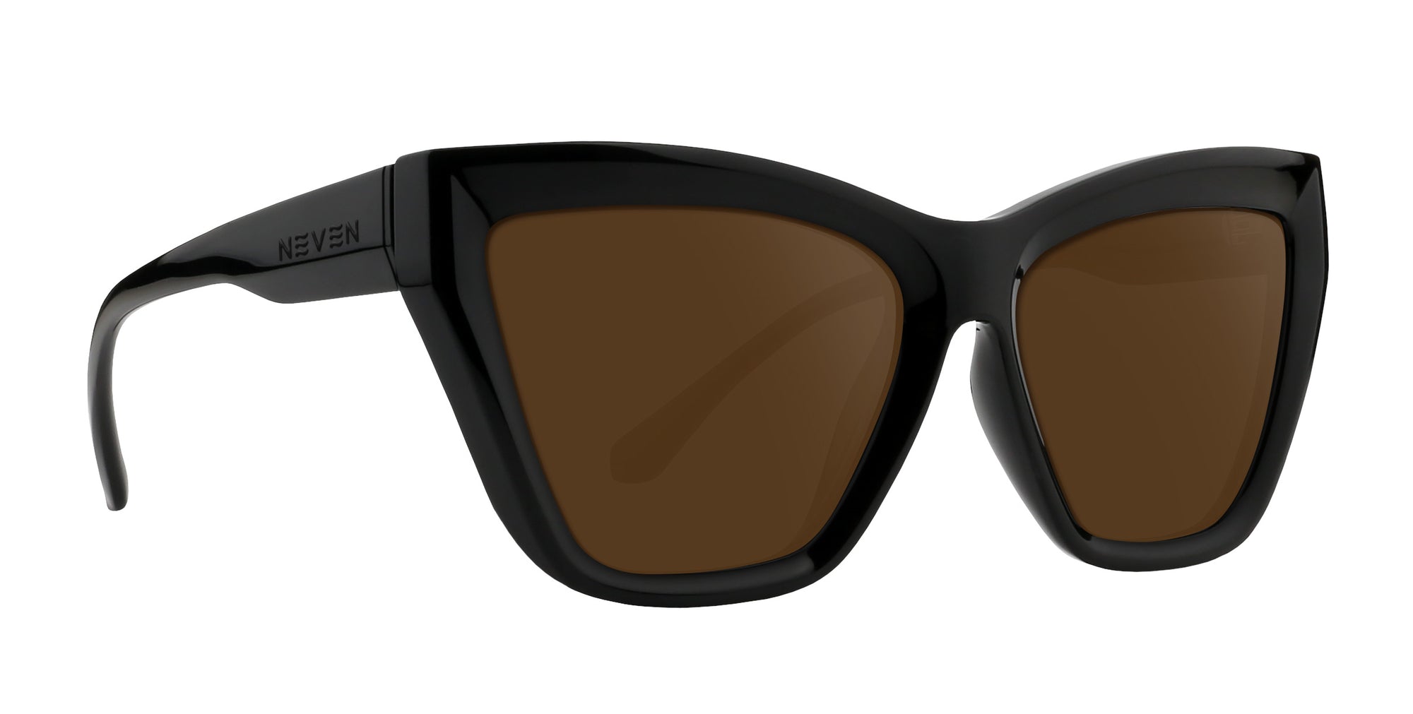 Nocturnal Cat-eye prescription glasses with brown lenses .