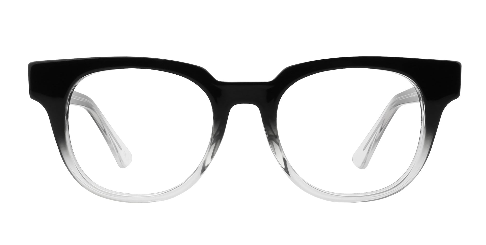 Fang Black Top/Transparent Rim Rectangular prescription glasses from Neven Eyewear.