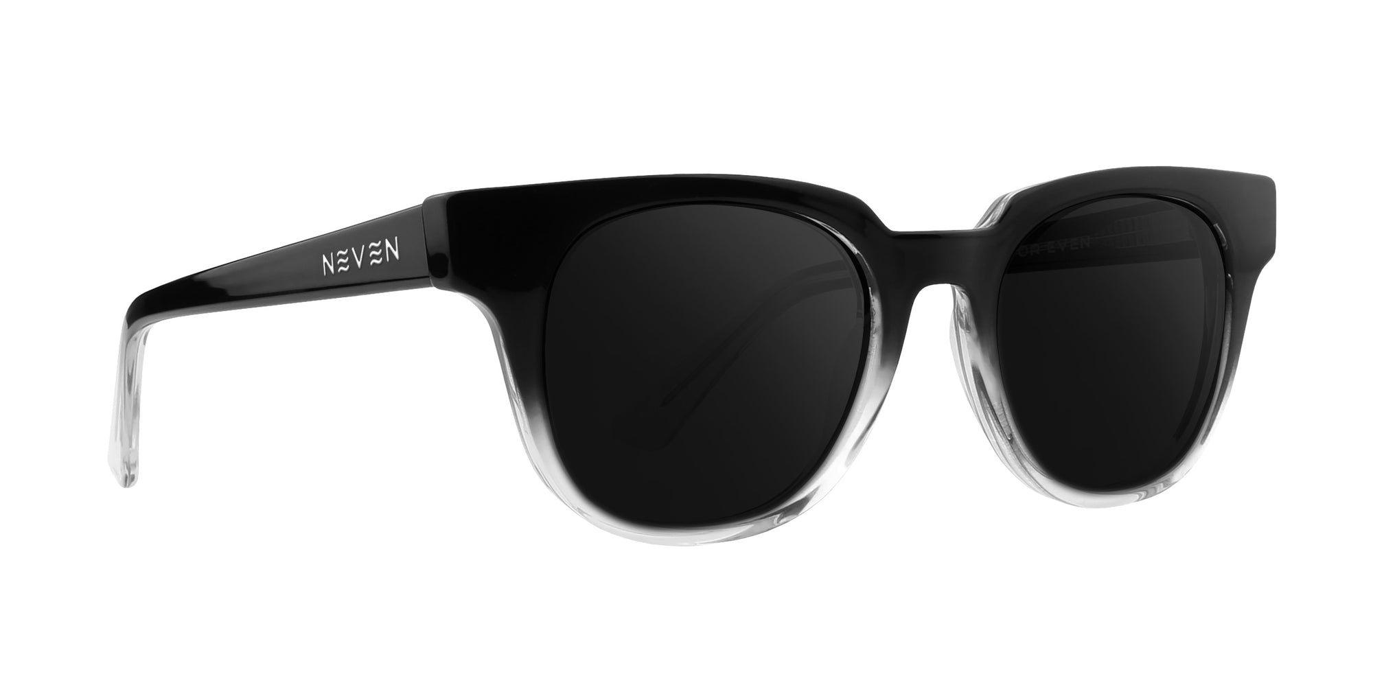 Fang Black Top/Transparent Rim Rectangular prescription glasses by Neven Eyewear, featuring a black top and transparent rim.