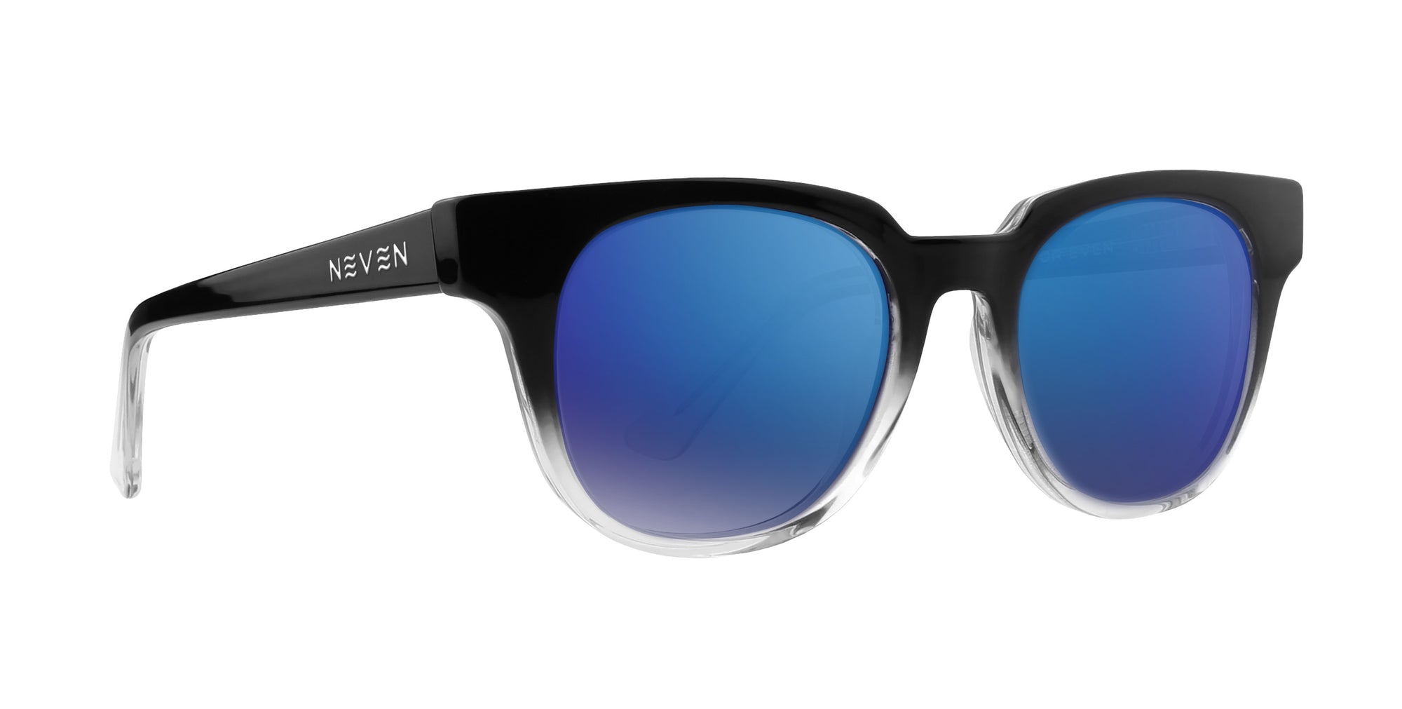 Fang Black Top/Transparent Rim Rectangular prescription glasses from Neven Eyewear.