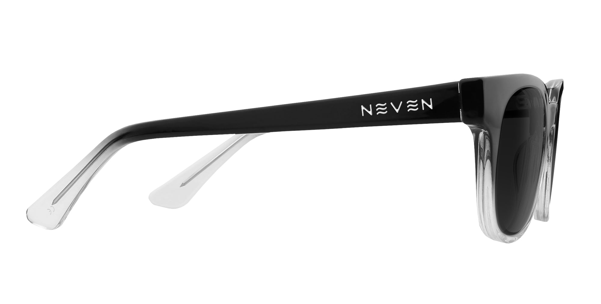Fang Black Top/Transparent Rim Rectangular prescription glasses from Neven Eyewear.