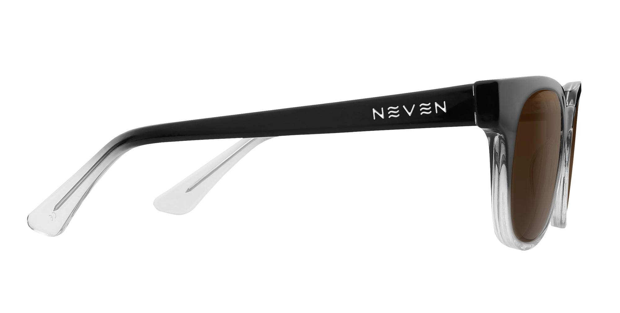 Fang Black Top/Transparent Rim Rectangular prescription glasses from Neven Eyewear.