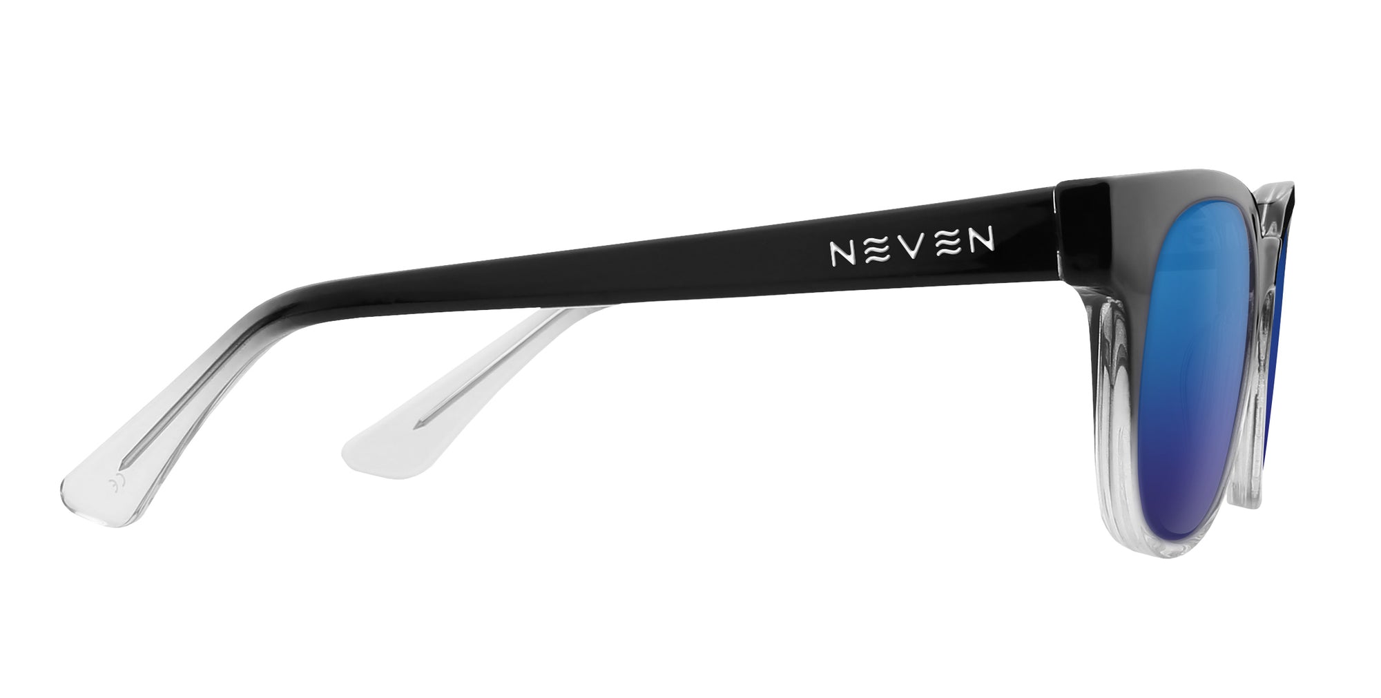 Fang Black Top/Transparent Rim Rectangular prescription glasses from Neven Eyewear.