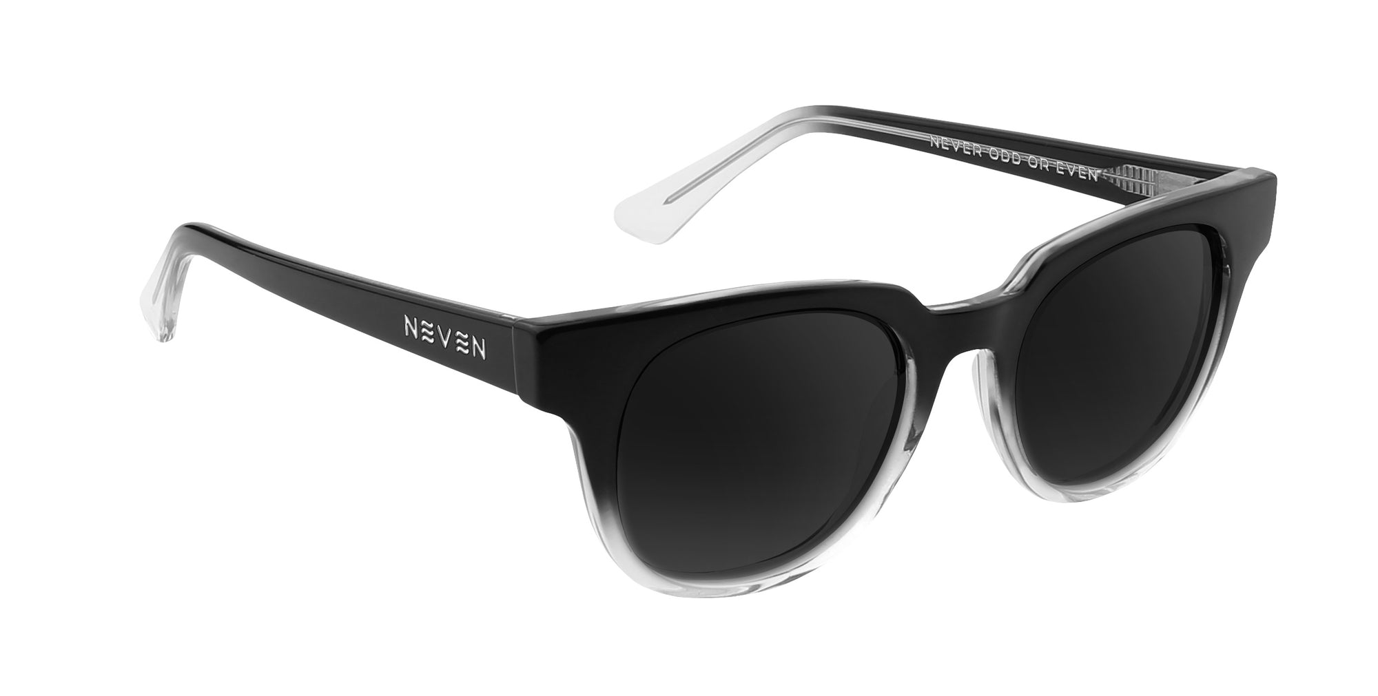Fang Black Top/Transparent Rim Rectangular prescription glasses from Neven Eyewear.