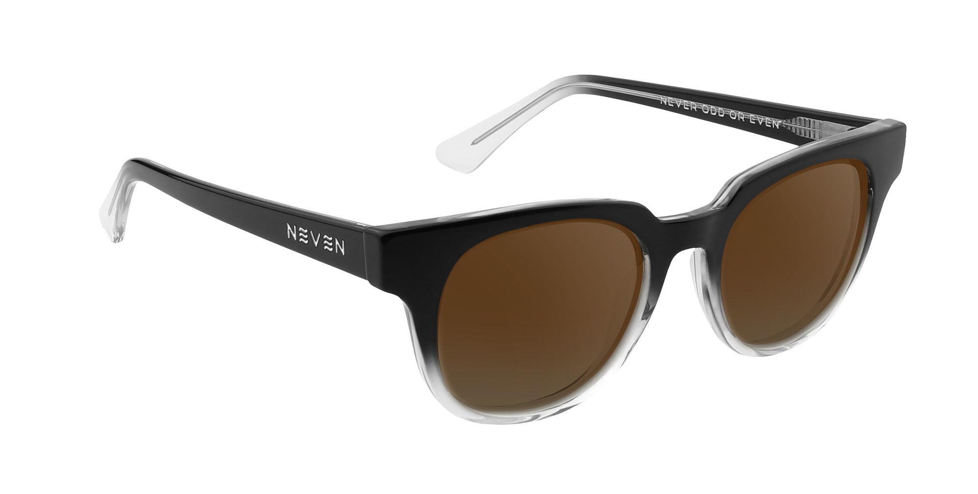 Fang Black Top/Transparent Rim Rectangular prescription glasses from Neven Eyewear.