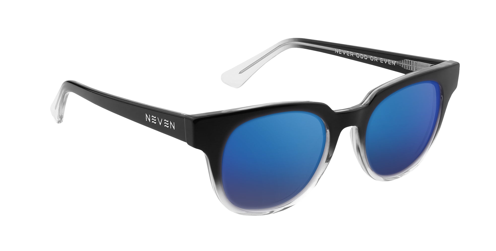 Fang Black Top/Transparent Rim Rectangular prescription glasses from Neven Eyewear.