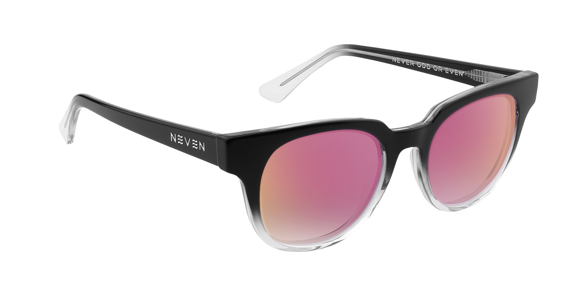 Fang Black Top/Transparent Rim Rectangular prescription glasses from Neven Eyewear.