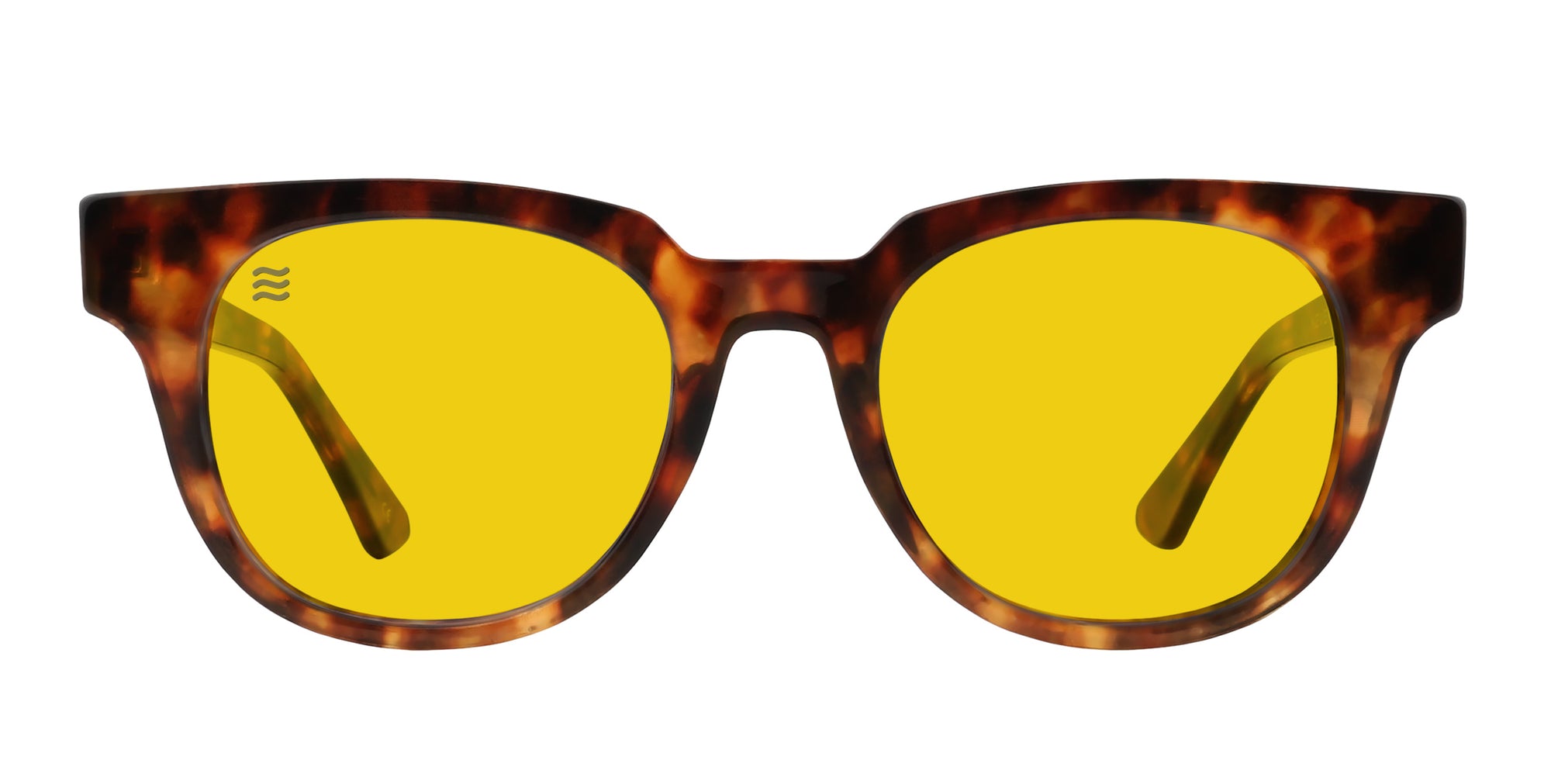 Gryphon tortoiseshell sunglasses with yellow lenses.