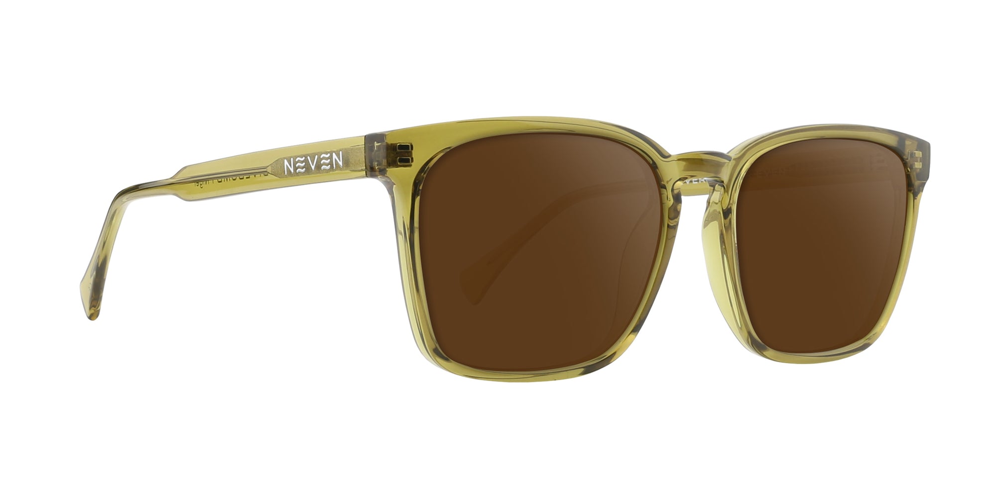 Nigel Yellow Rectangular prescription glasses with brown lenses.