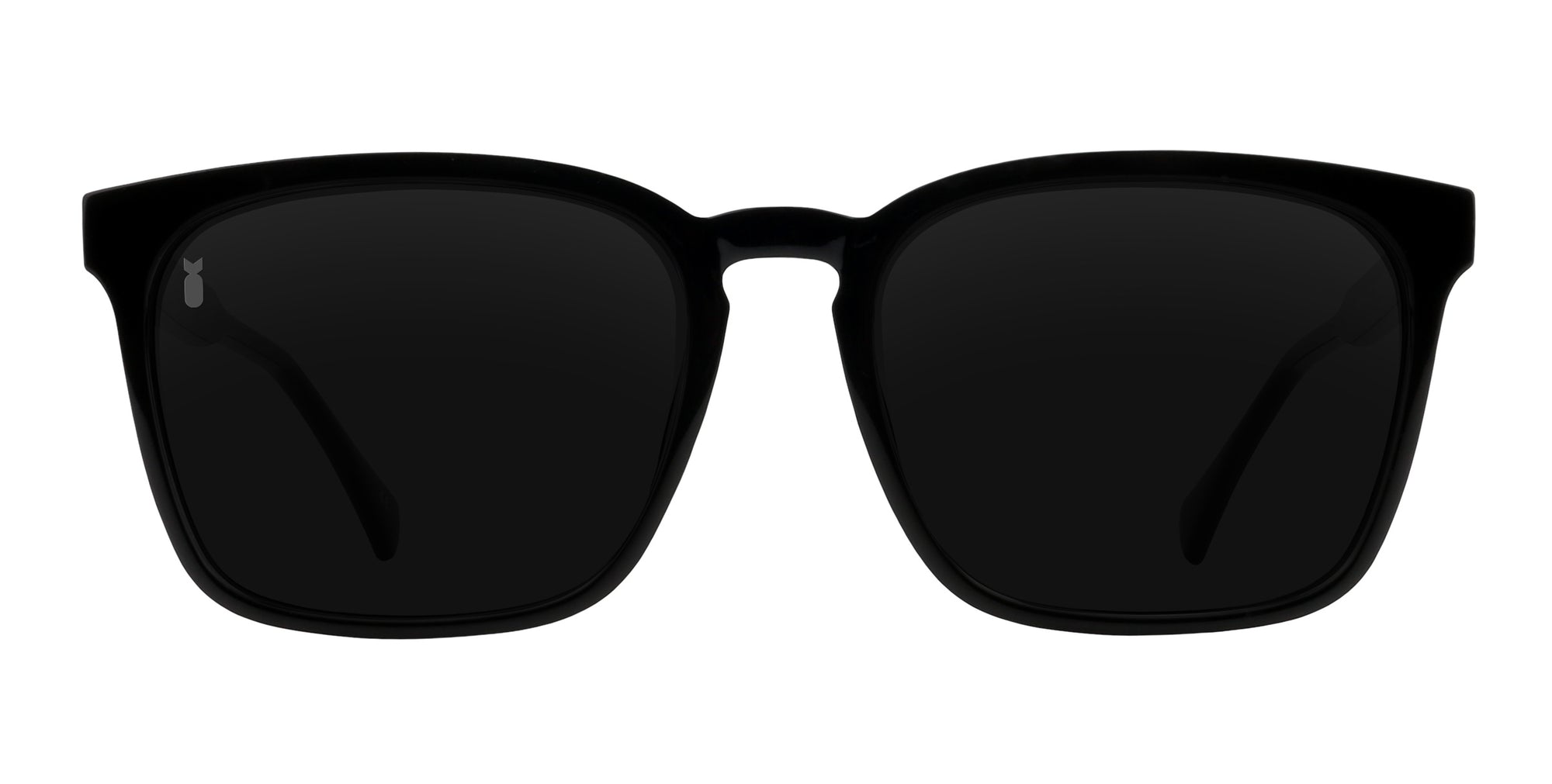 Rufus black square sunglasses with dark lenses