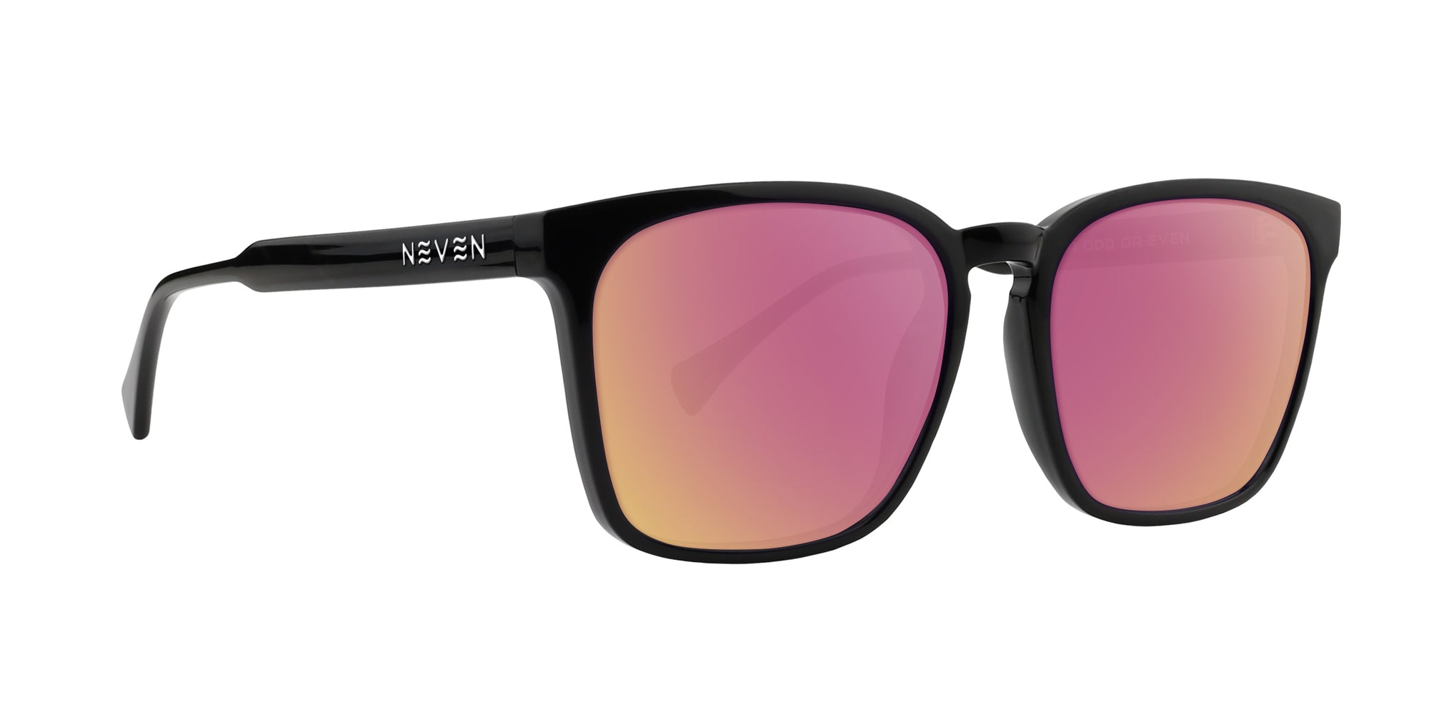 Rufus Black Rectangular prescription glasses with pink mirrored lenses .