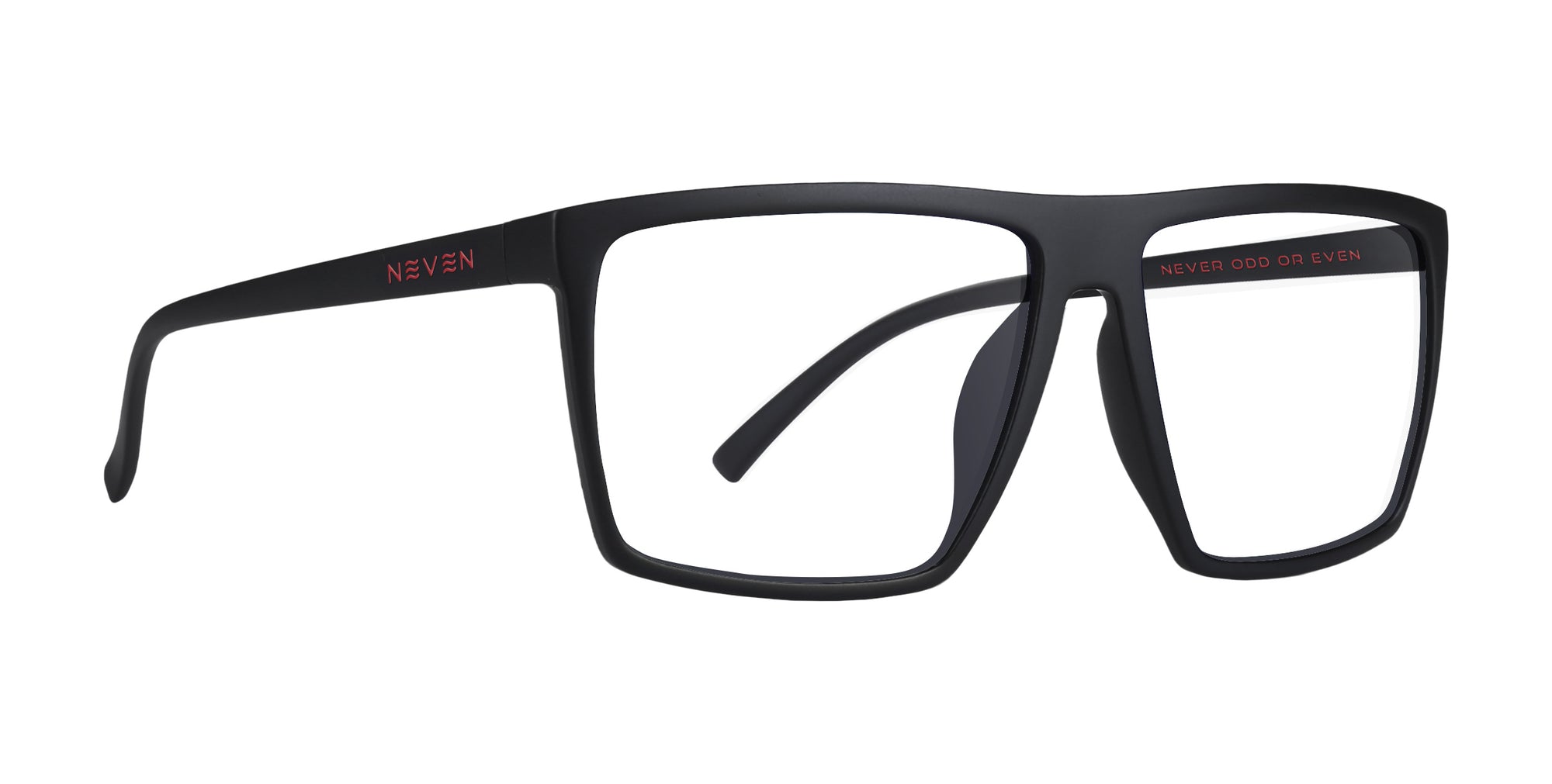 Black rectangular eyeglasses with a matte finish and clear lenses