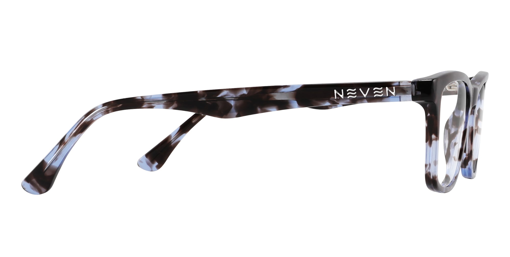 D.A.D.M. blue tortoiseshell rectangular prescription glasses from Neven Eyewear Pair name: D.A.D.M. Frame shape: rectangular.