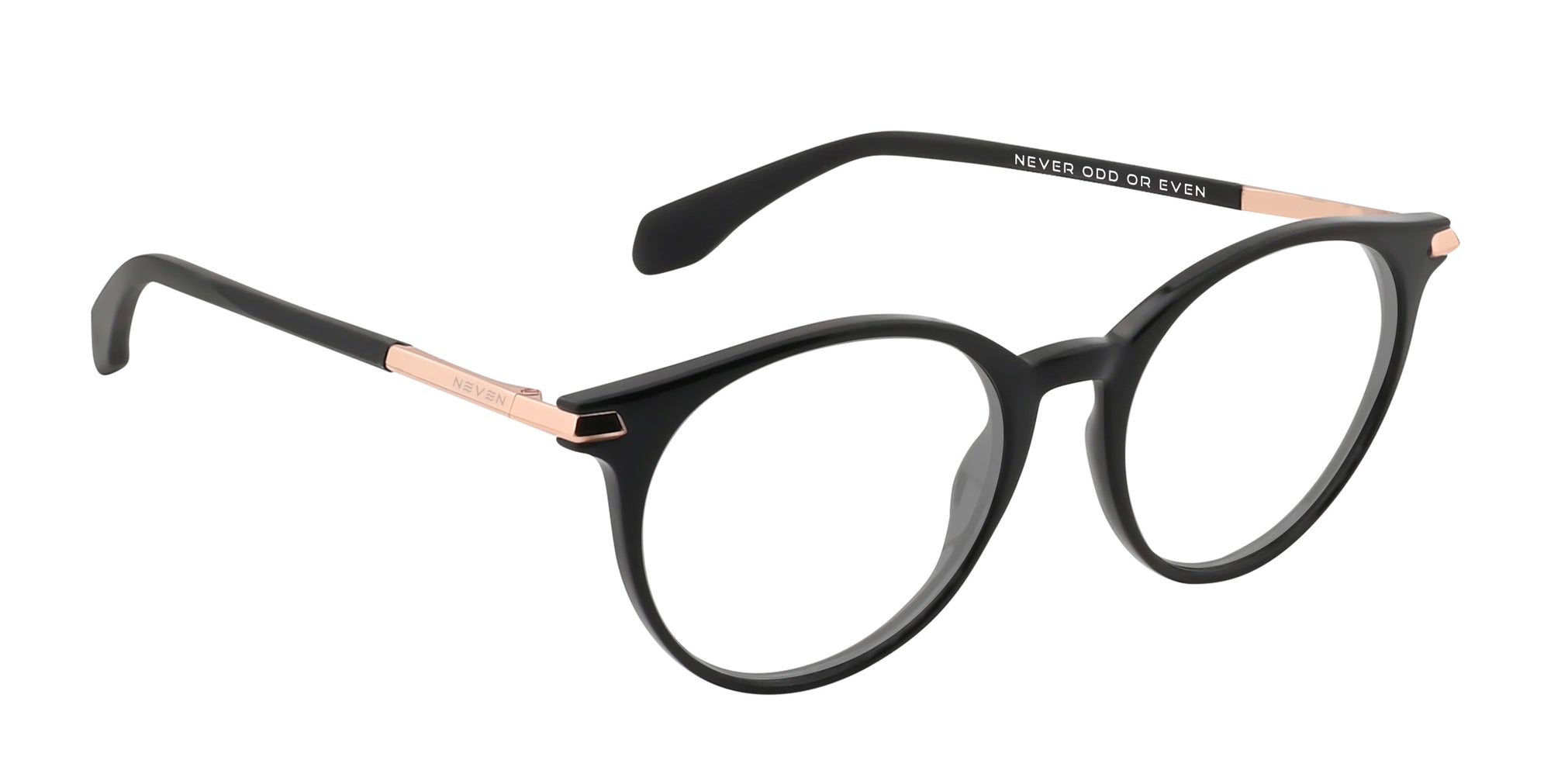 Jules Black round prescription glasses from Neven Eyewear.