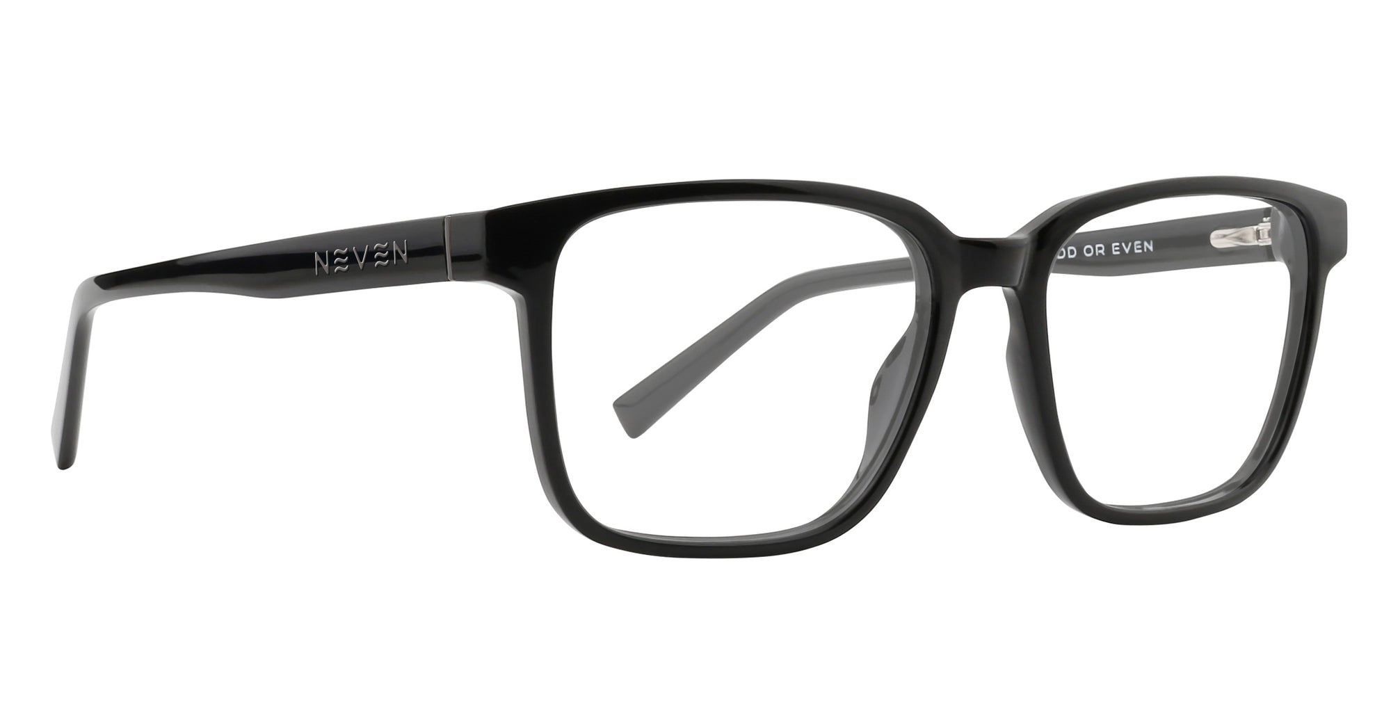 Black rectangular glasses with clear lenses