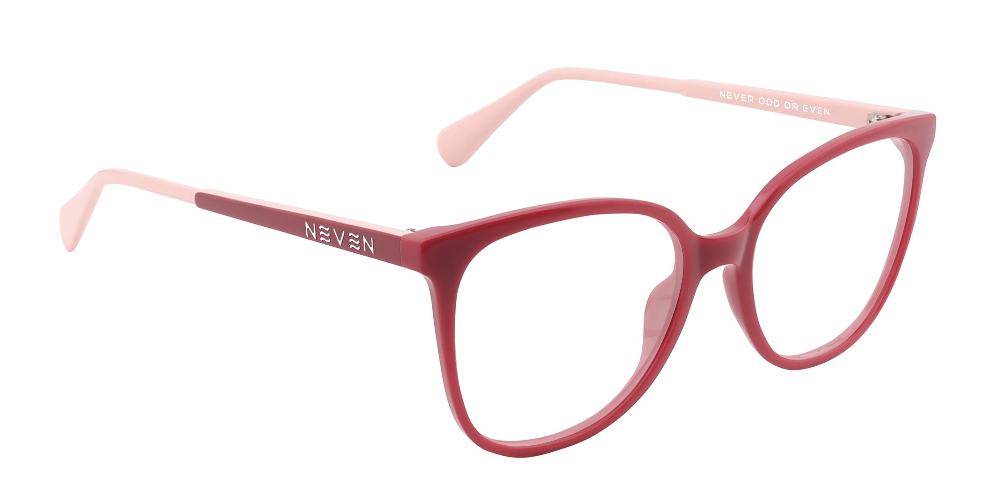 Lynne red cat-eye prescription glasses from Neven Eyewear.