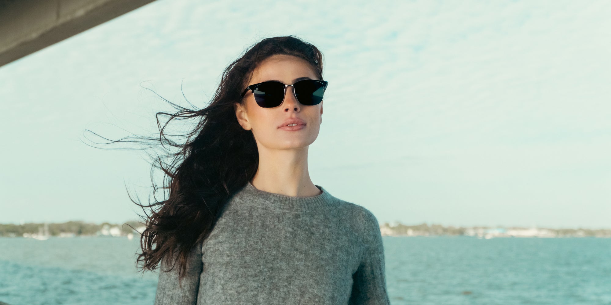 Bullet Black Semi-Rimless Polarized Sunglasses from Neven Eyewear.
