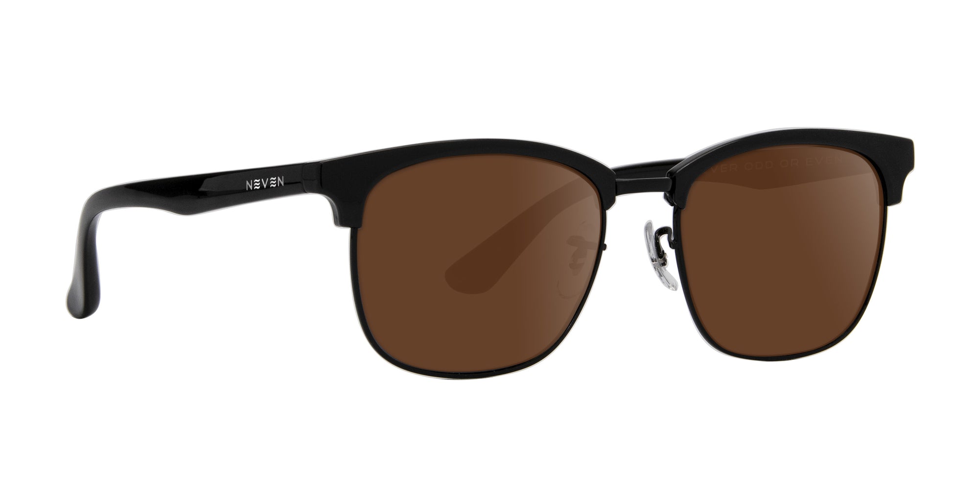 Stealth Black Rectangle prescription glasses with brown lenses.