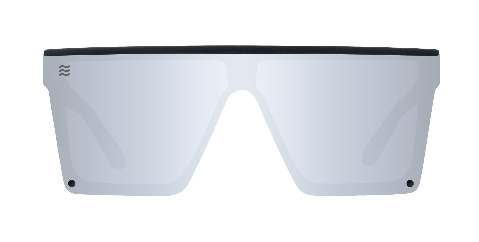 Cr Chromium Flat Top polarized sunglasses with a matte black frame and silver lenses.