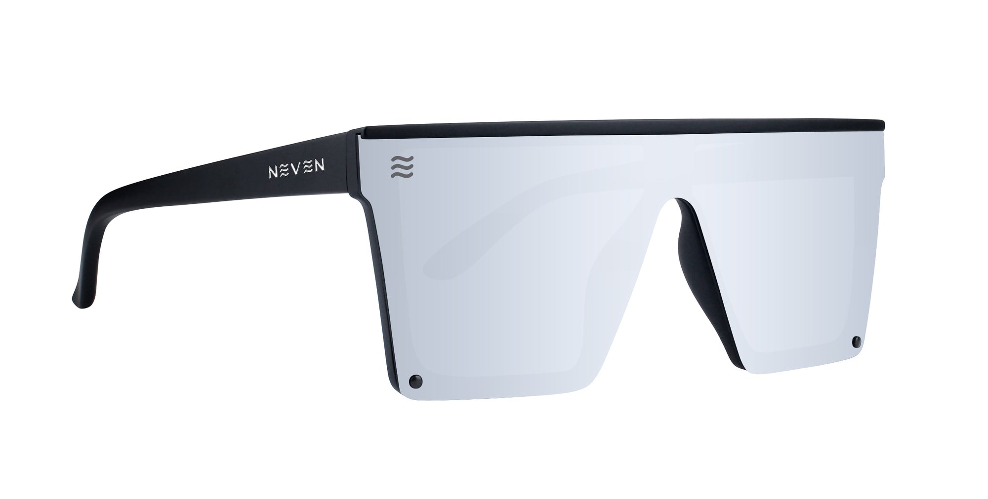 Cr Chromium Flat Top polarized sunglasses with a matte black frame and silver lenses.