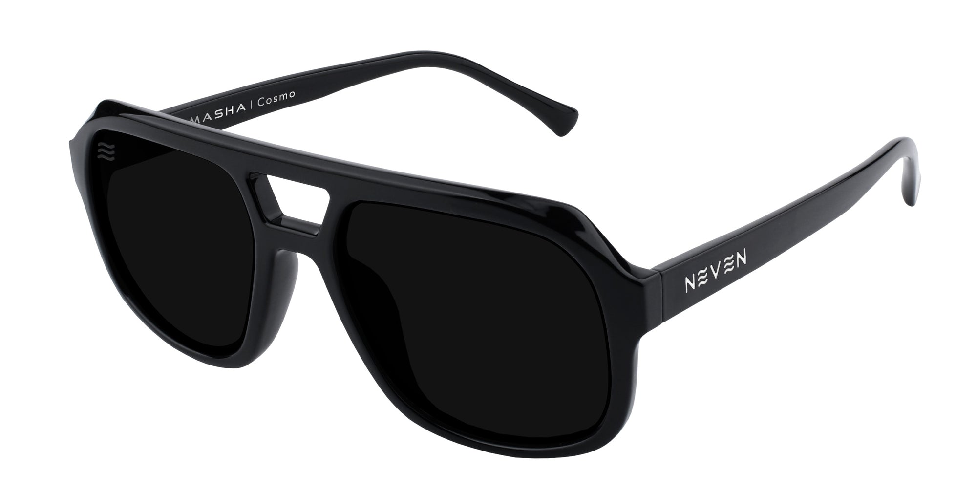 Cosmo black aviator polarized sunglasses from Neven Eyewear.