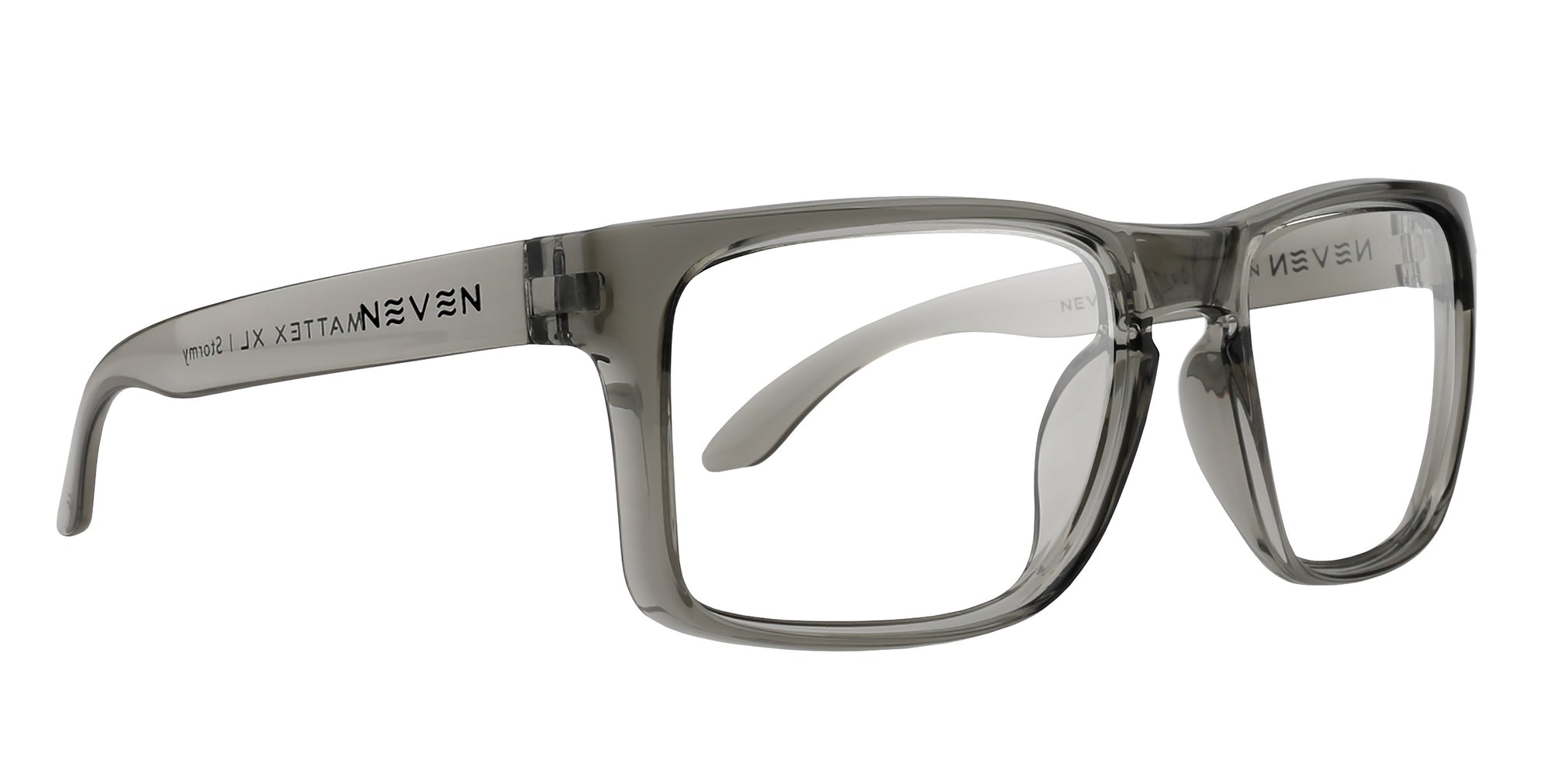 Stormy XL translucent gray oversized prescription glasses from Neven Eyewear Pair name: Stormy XL Frame shape: oversized.