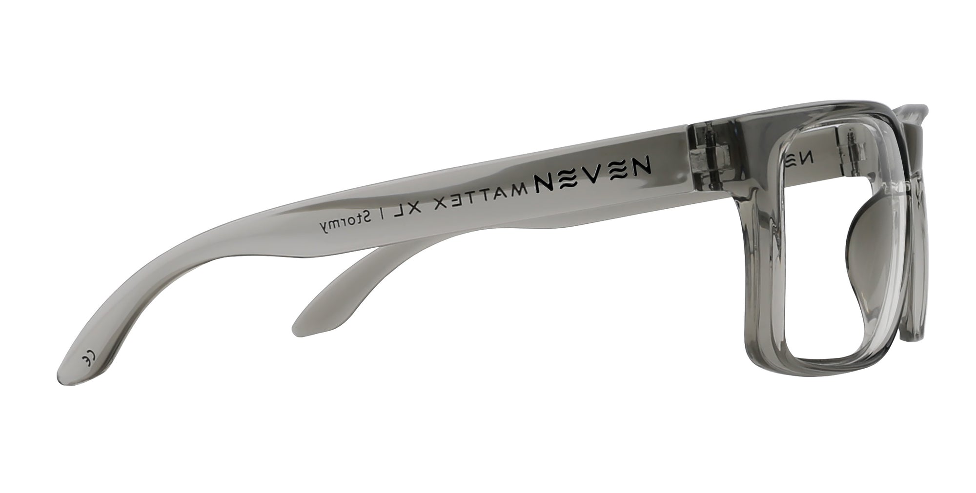 Stormy XL translucent gray oversized prescription glasses from Neven Eyewear Pair name: Stormy XL Frame shape: oversized.