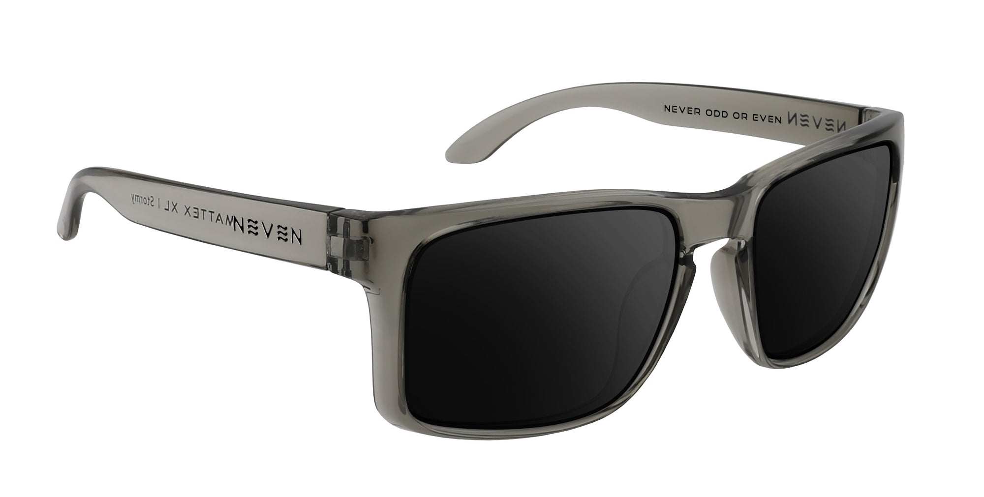 Stormy XL translucent gray oversized prescription glasses from Neven Eyewear Pair name: Stormy XL Frame shape: oversized.