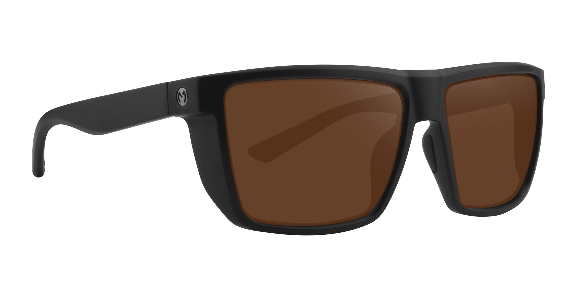 Honey Hole Black Frame Prescription Glasses with brown lenses .