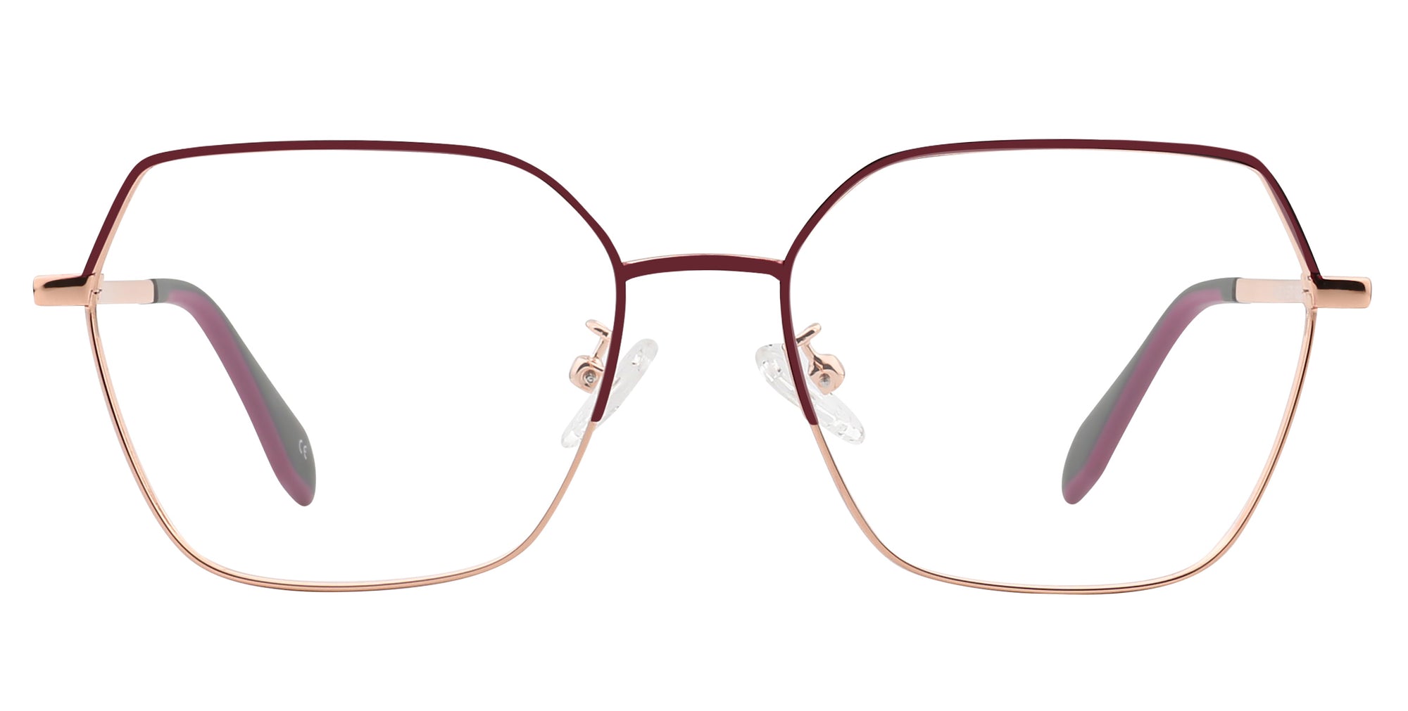 Daisy Gold/Burgundy Rectangle Prescription Glasses from Neven Eyewear.