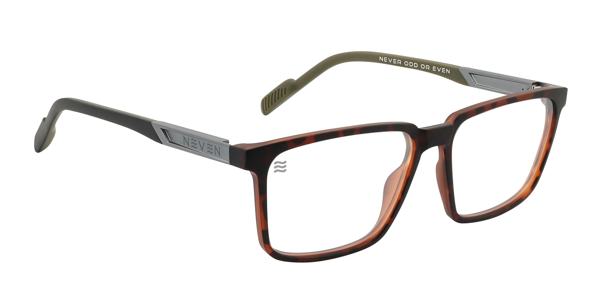 Oracle tortoiseshell rectangular prescription glasses from Neven Eyewear.