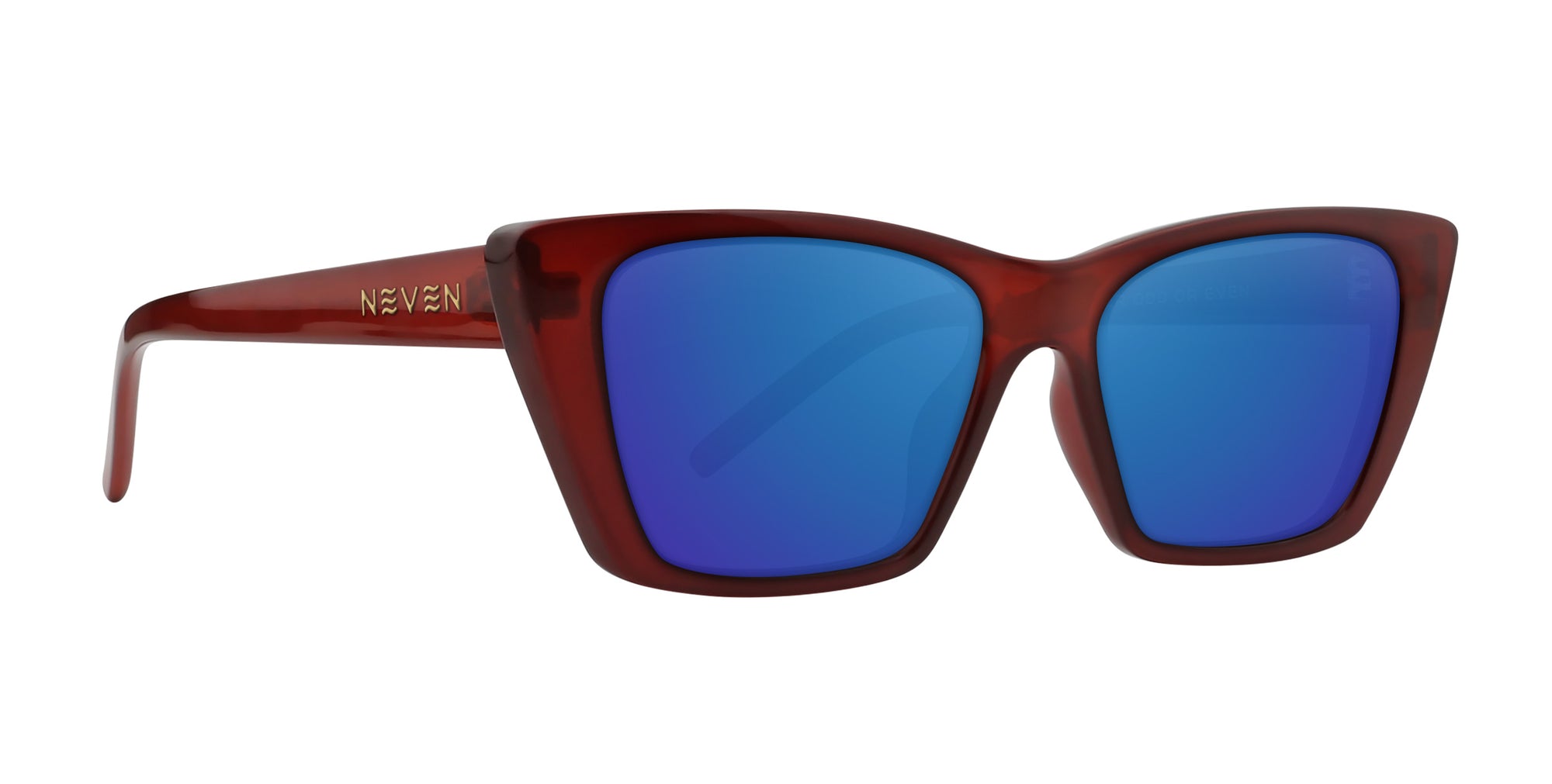 Espresso Mahogany Cat-Eye Prescription Glasses with blue lenses.