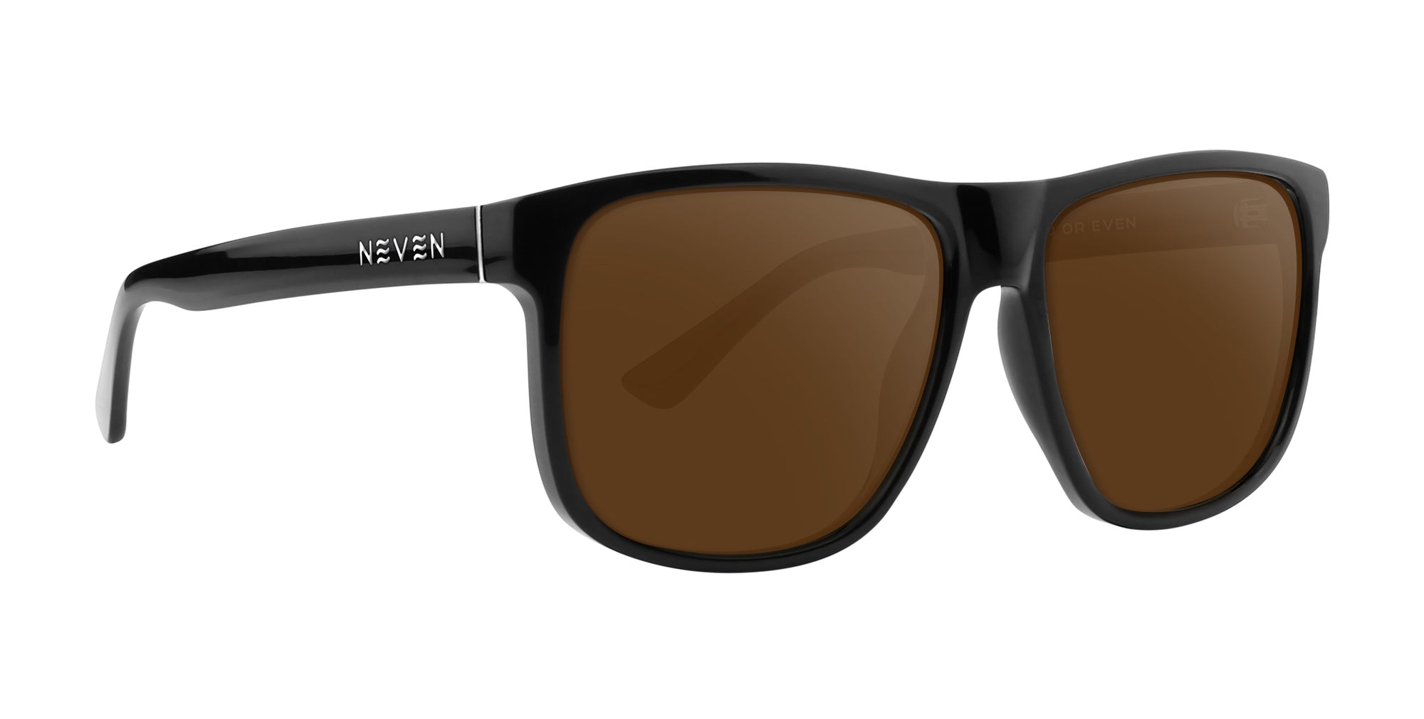 Cinder black square prescription glasses with brown lenses .